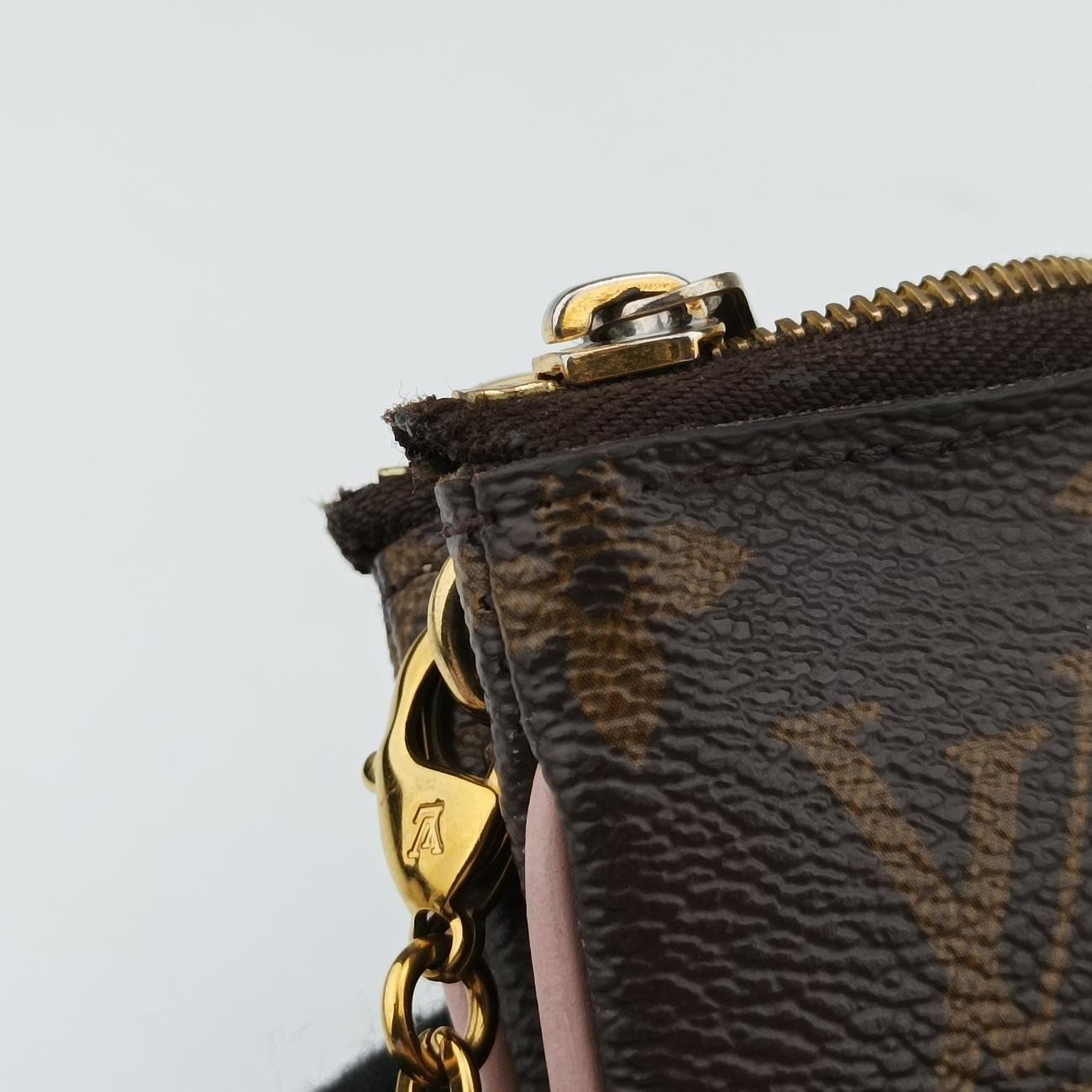 Pochette Double Zip Blooming Flowers brown×multicolor Monogram Canvas×calf leather M63905 GI4178ポシェット ドゥーブルジップ ブルーミングフラワー モノグラム/ブラウン系×マルチカラー モノグラムキャンバス×カーフレザー M63905 GI4178