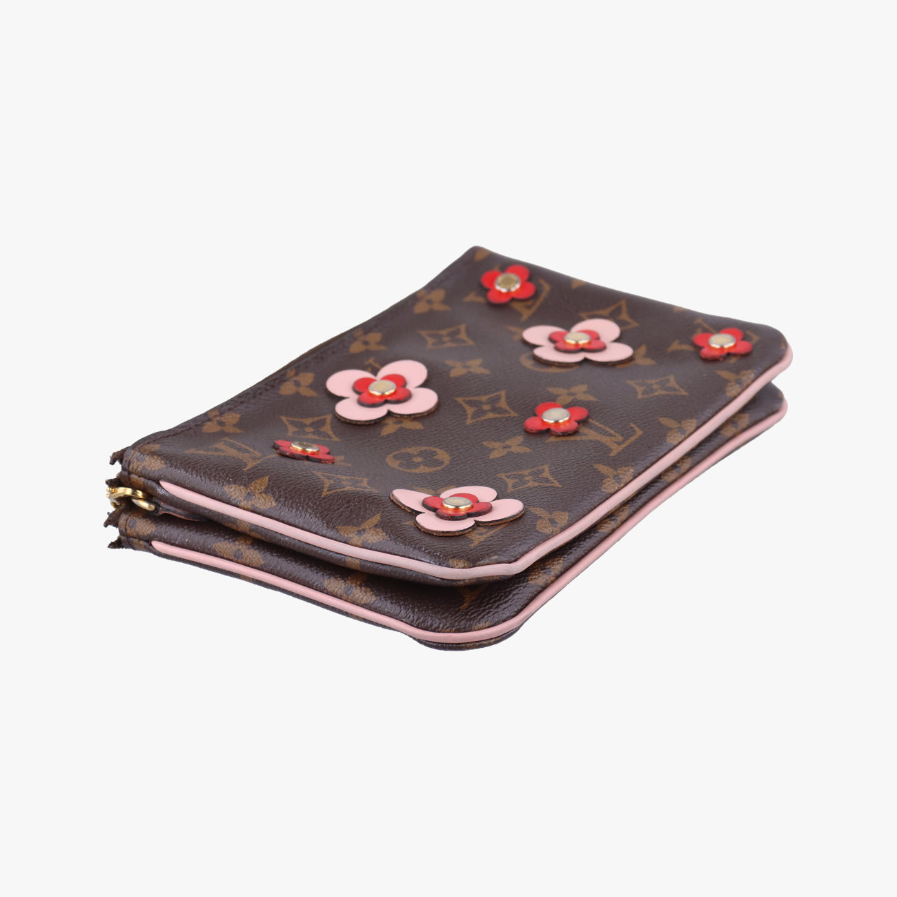 Pochette Double Zip Blooming Flowers brown×multicolor Monogram Canvas×calf leather M63905 GI4178ポシェット ドゥーブルジップ ブルーミングフラワー モノグラム/ブラウン系×マルチカラー モノグラムキャンバス×カーフレザー M63905 GI4178