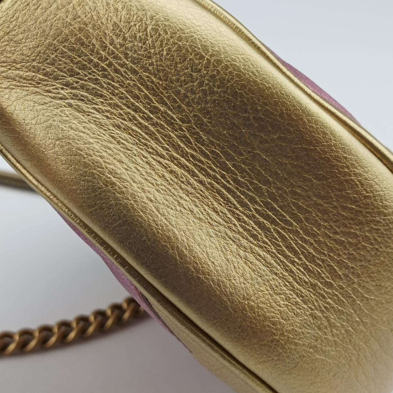 GG Marmont Pink×golden Leather 550154 B027960038GGマーモント ピンク×ゴールド レザー 550154 B027960038