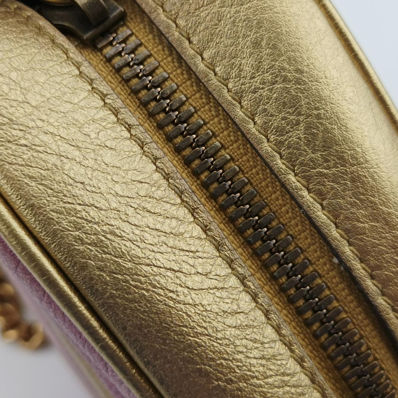 GG Marmont Pink×golden Leather 550154 B027960038GGマーモント ピンク×ゴールド レザー 550154 B027960038