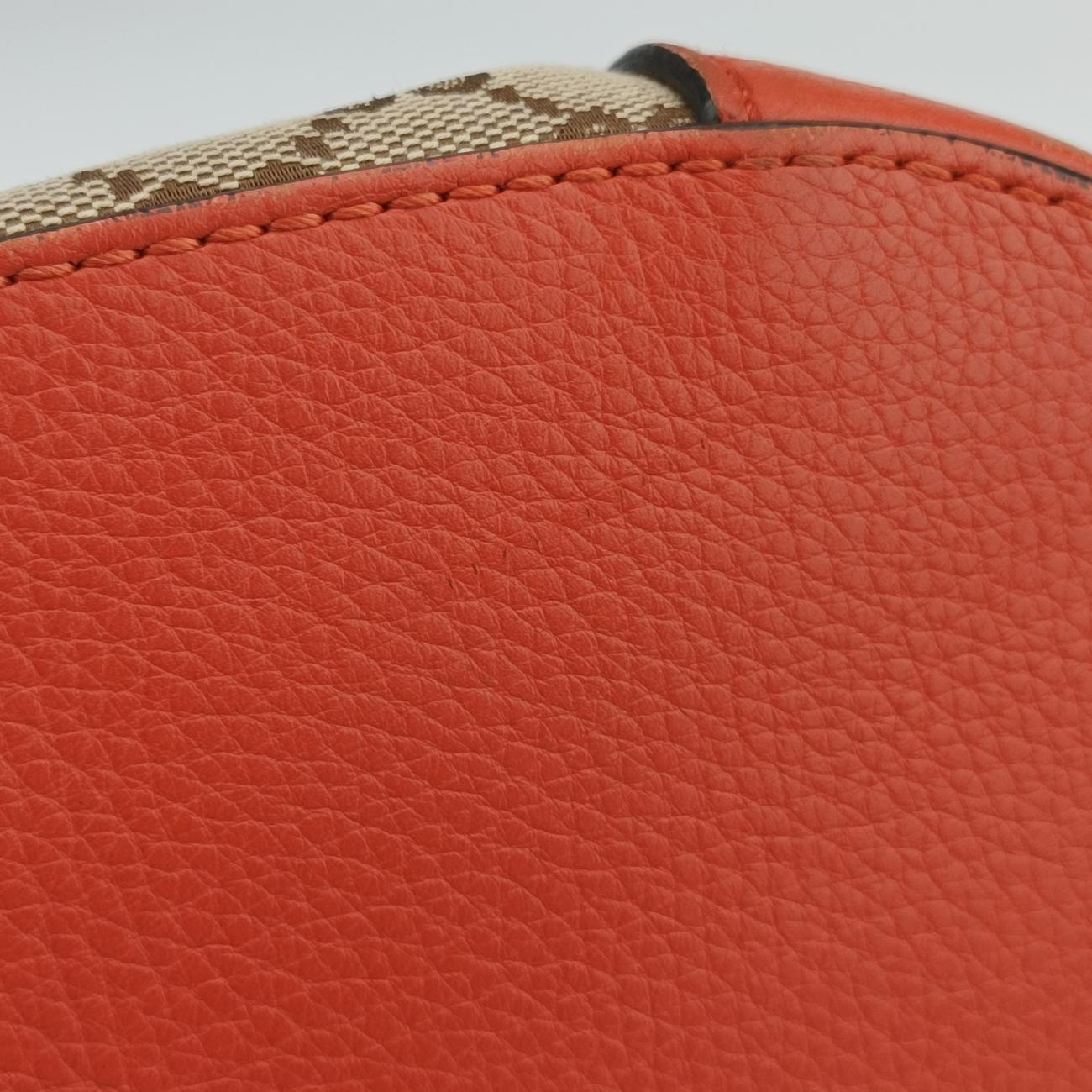 Drawstring Bucket Orange×beige canvas x leather 388703 C018796146ドローストリング バケット オレンジ×ベージュ キャンバス×レザー 388703 C018796146