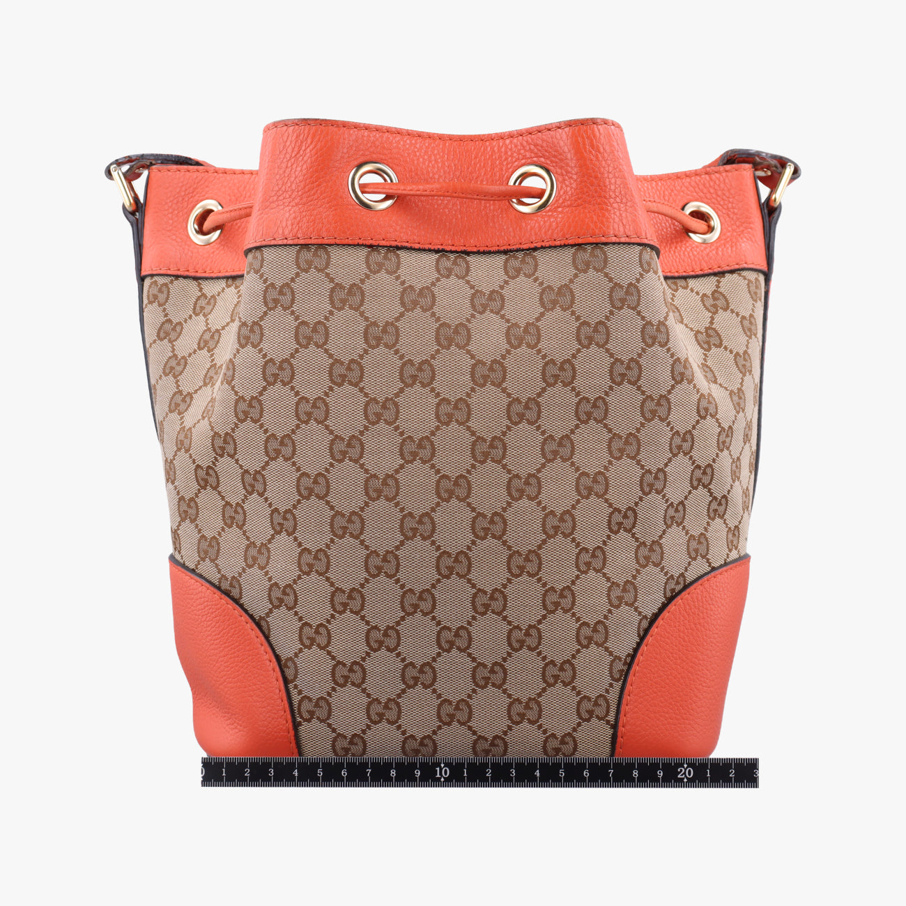 Drawstring Bucket Orange×beige canvas x leather 388703 C018796146ドローストリング バケット オレンジ×ベージュ キャンバス×レザー 388703 C018796146