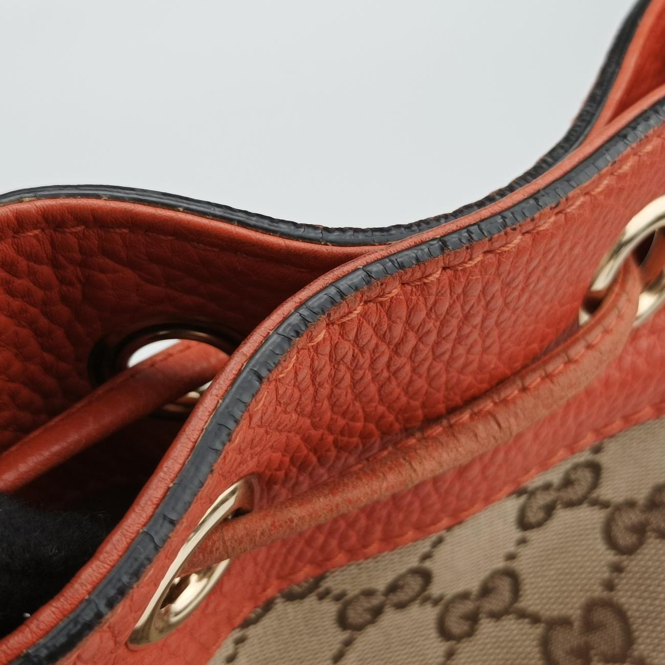 Drawstring Bucket Orange×beige canvas x leather 388703 C018796146ドローストリング バケット オレンジ×ベージュ キャンバス×レザー 388703 C018796146