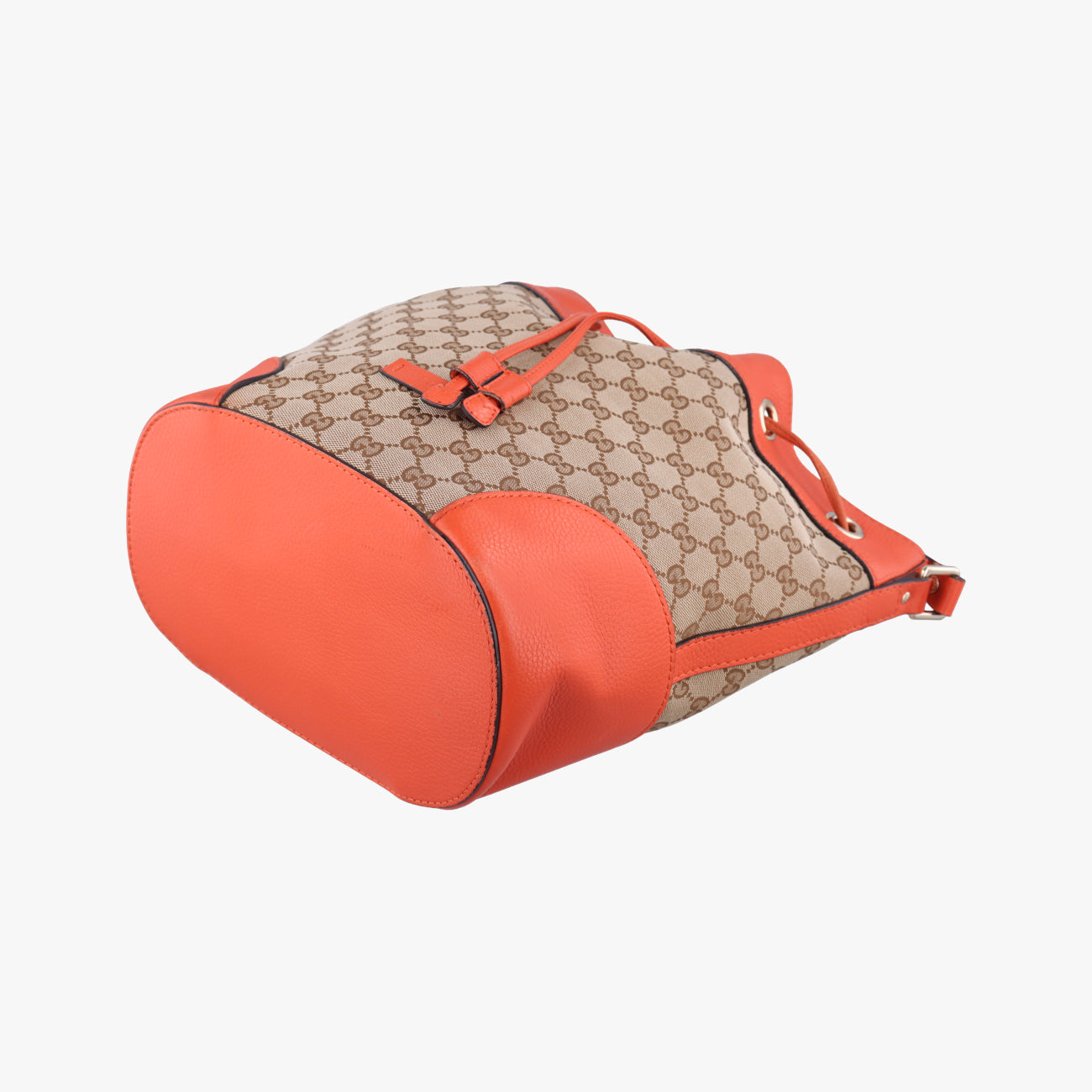 Drawstring Bucket Orange×beige canvas x leather 388703 C018796146ドローストリング バケット オレンジ×ベージュ キャンバス×レザー 388703 C018796146