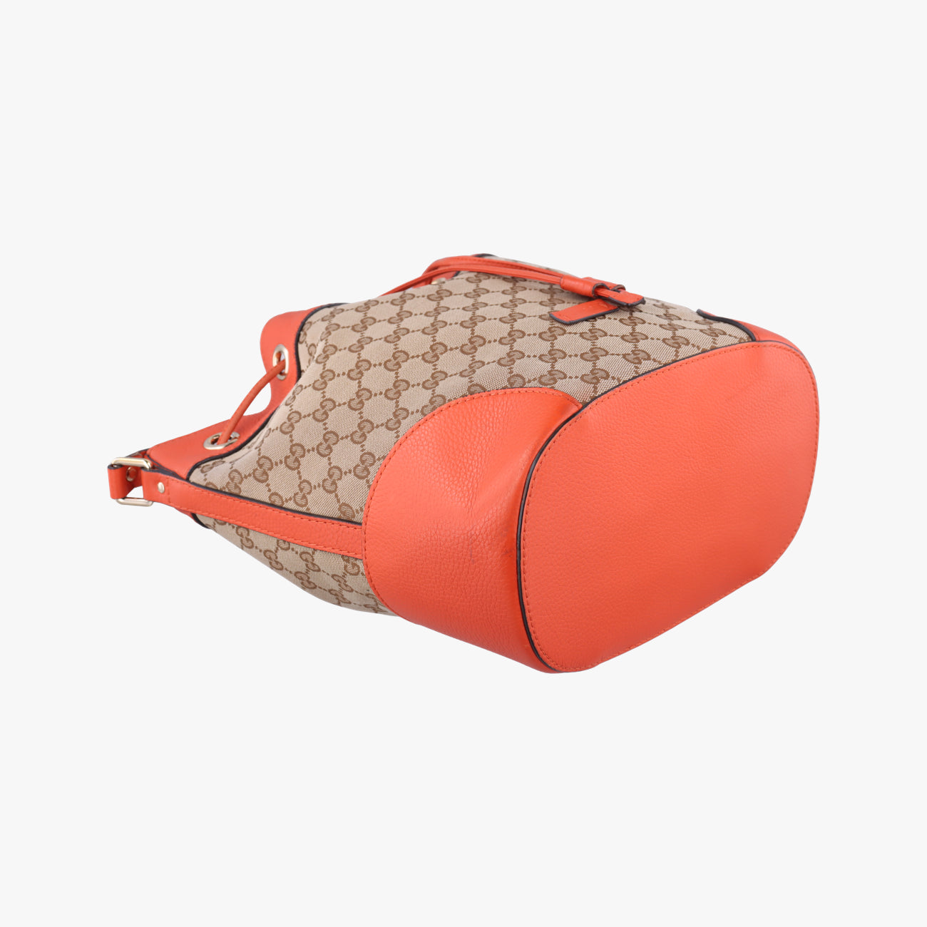 Drawstring Bucket Orange×beige canvas x leather 388703 C018796146ドローストリング バケット オレンジ×ベージュ キャンバス×レザー 388703 C018796146