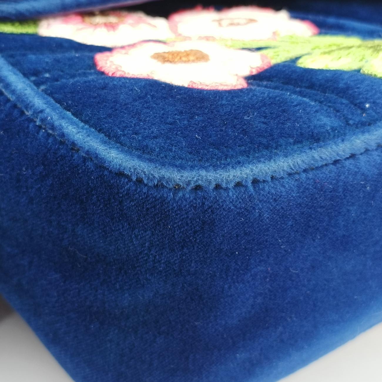 GG Marmont Navy×Multicolour velour 443497 I025159332GGマーモント ネイビー×マルチカラー ベロア 443497 I025159332