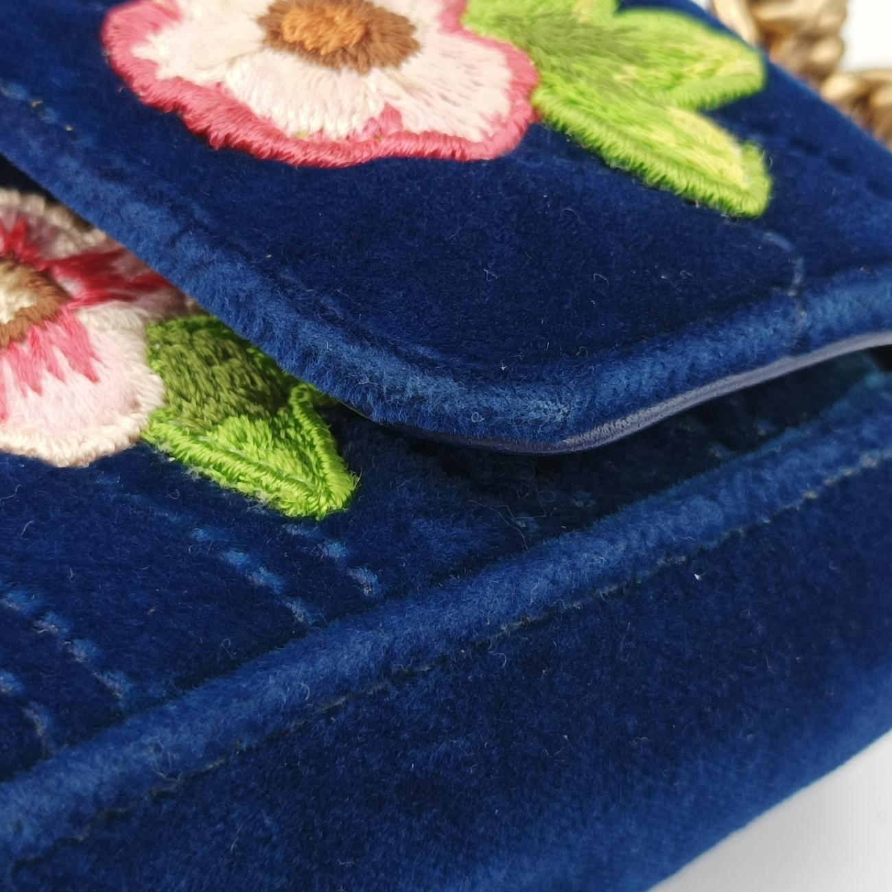 GG Marmont Navy×Multicolour velour 443497 I025159332GGマーモント ネイビー×マルチカラー ベロア 443497 I025159332