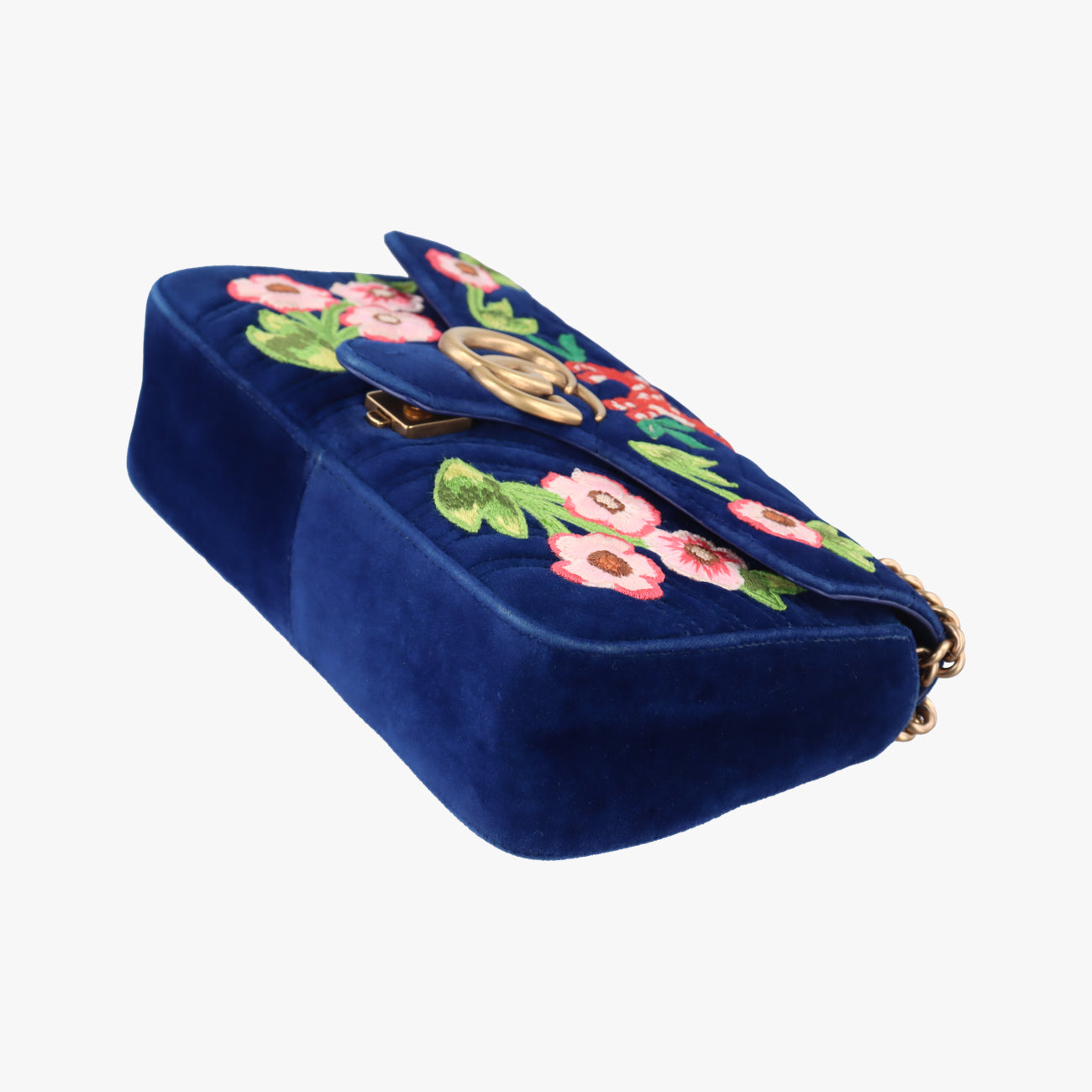 GG Marmont Navy×Multicolour velour 443497 I025159332GGマーモント ネイビー×マルチカラー ベロア 443497 I025159332