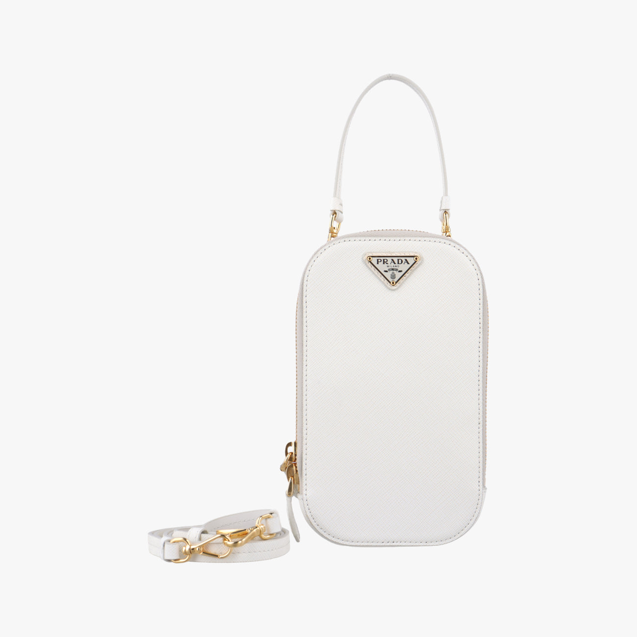 Triangle logo White Saffiano Leather 1DH030 85三角ロゴ ホワイト サフィアーノレザー 1DH030 85