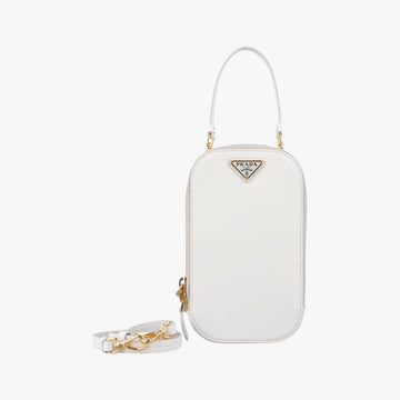 Triangle logo White Saffiano Leather 1DH030 85三角ロゴ ホワイト サフィアーノレザー 1DH030 85