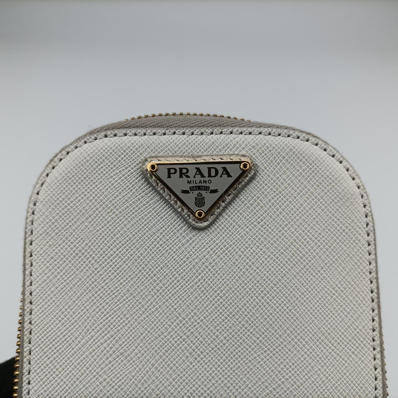 Triangle logo White Saffiano Leather 1DH030 85三角ロゴ ホワイト サフィアーノレザー 1DH030 85