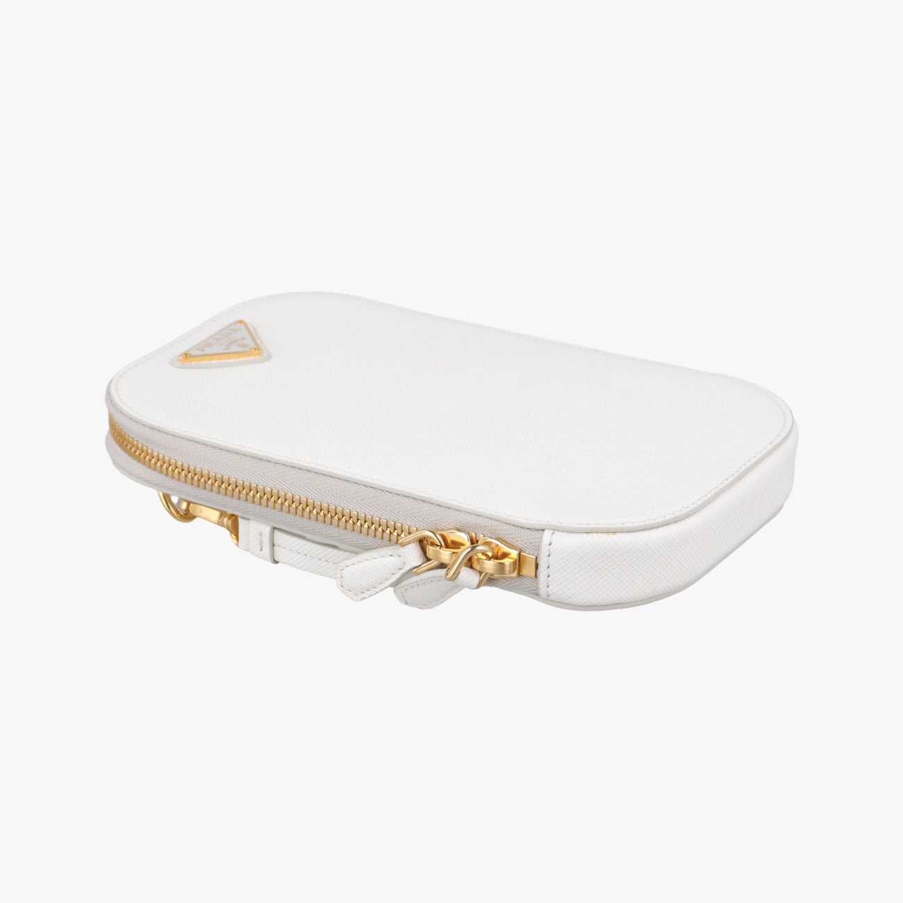 Triangle logo White Saffiano Leather 1DH030 85三角ロゴ ホワイト サフィアーノレザー 1DH030 85