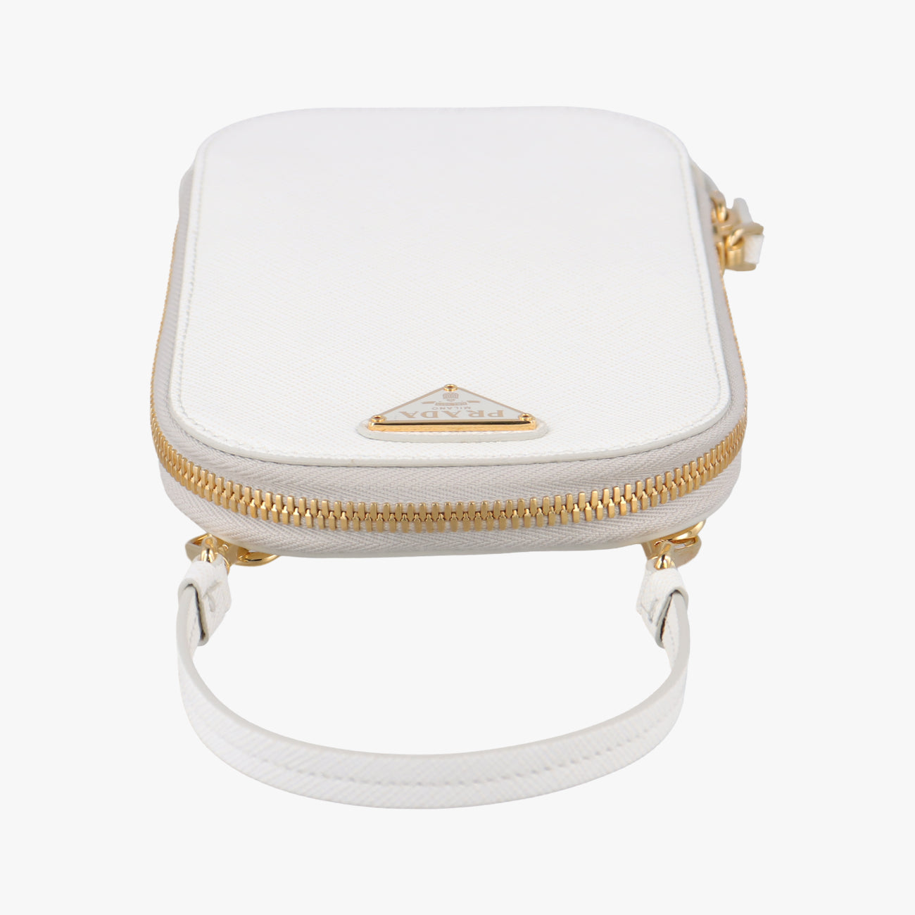 Triangle logo White Saffiano Leather 1DH030 85三角ロゴ ホワイト サフィアーノレザー 1DH030 85