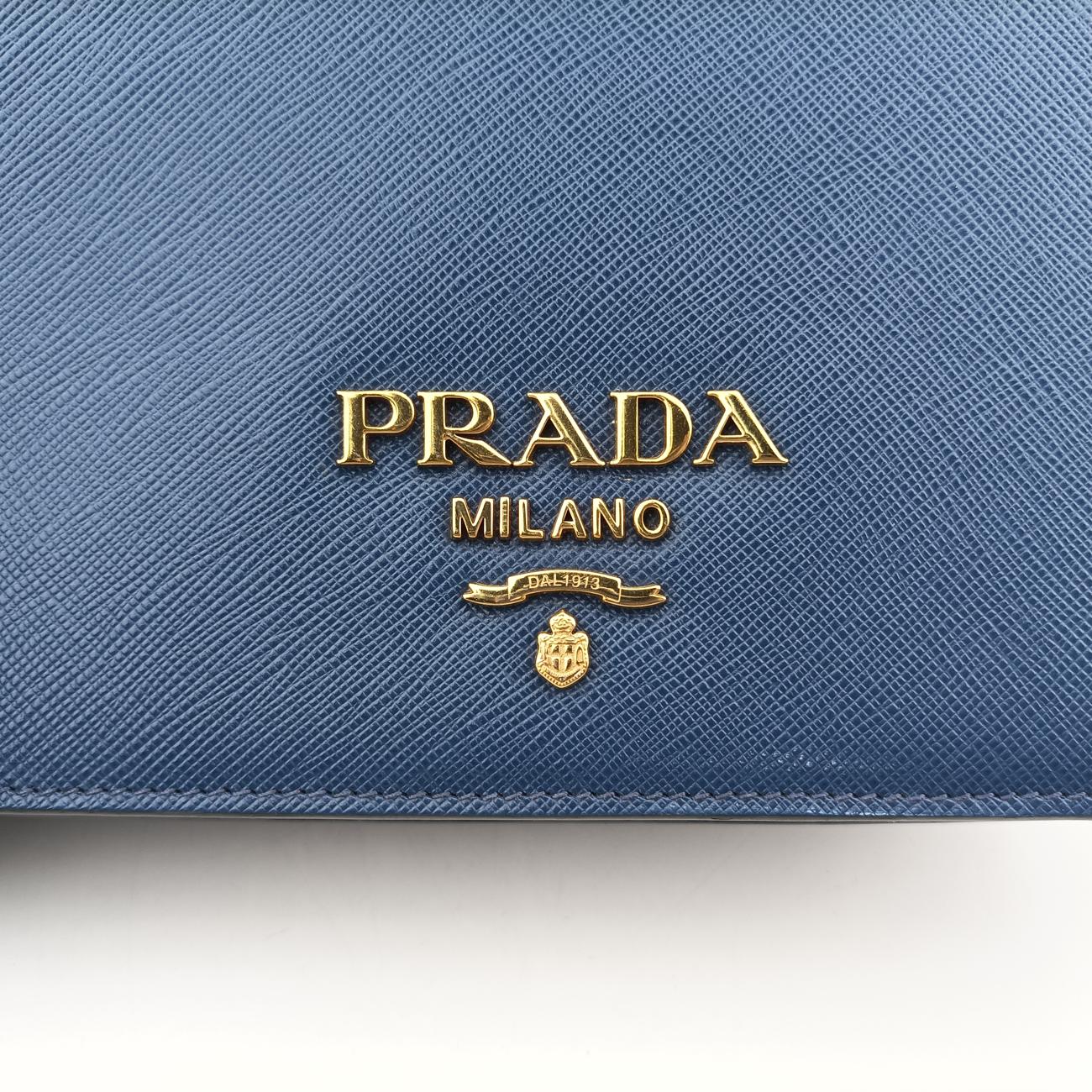 milano logo Blue Saffiano Leather 1BP012 204ミラノロゴ ブルー サフィアーノレザー 1BP012 204