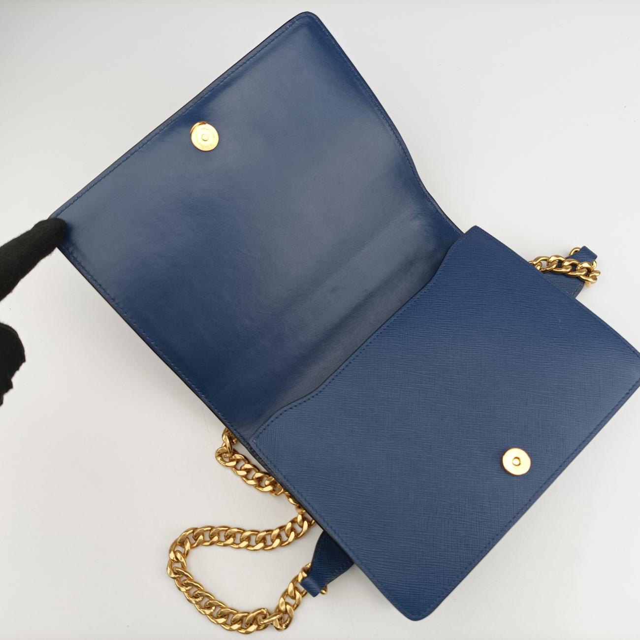 milano logo Blue Saffiano Leather 1BP012 204ミラノロゴ ブルー サフィアーノレザー 1BP012 204