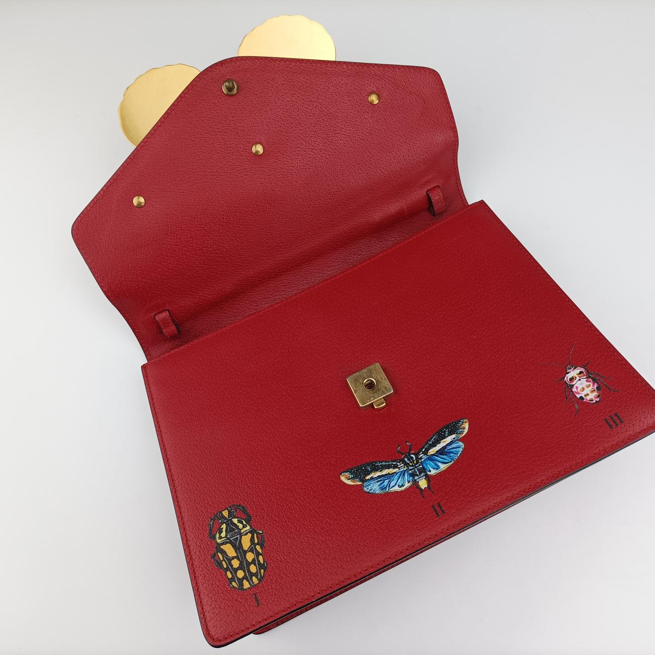 Bamboo Web butterfly Red×Multicolour Leather 488691 D022769366バンブー ウェビングライン バタフライ レッド×マルチカラー レザー 488691 D022769366