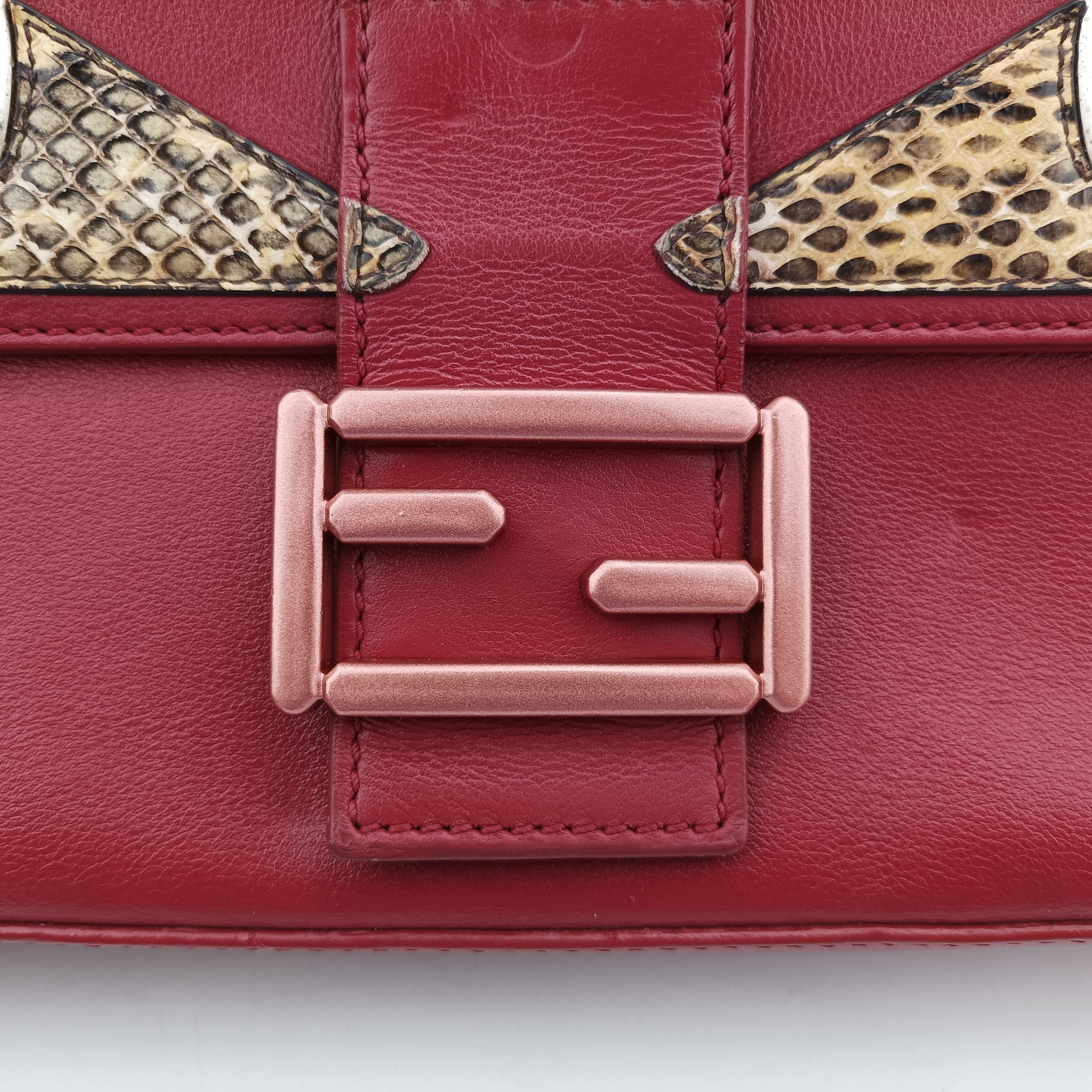 BAGUETTE Burgundy Leather x snakeskin 8BR600 8BR600-80Y-169-9851マンマバケット ワインレッド レザー×ヘビ革 8BR600 8BR600-80Y-169-9851