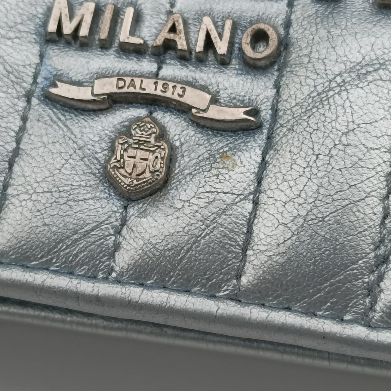 Metallic Nappa Stitching Diagramme Chain Iridescent Silver Leather 107 Fメタリックナッパステッチダイアグラムチェーン イルデセント シルバー レザー 107 F