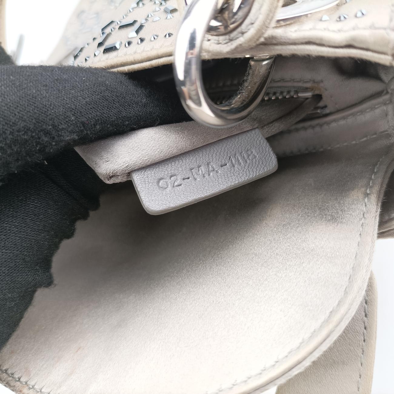 Satin Crystal Cannage Mini Lady Dior Grey satin 02-MA-1118サテンクリスタル カナージュ ミニ レディ ディオール グレー サテン 02-MA-1118