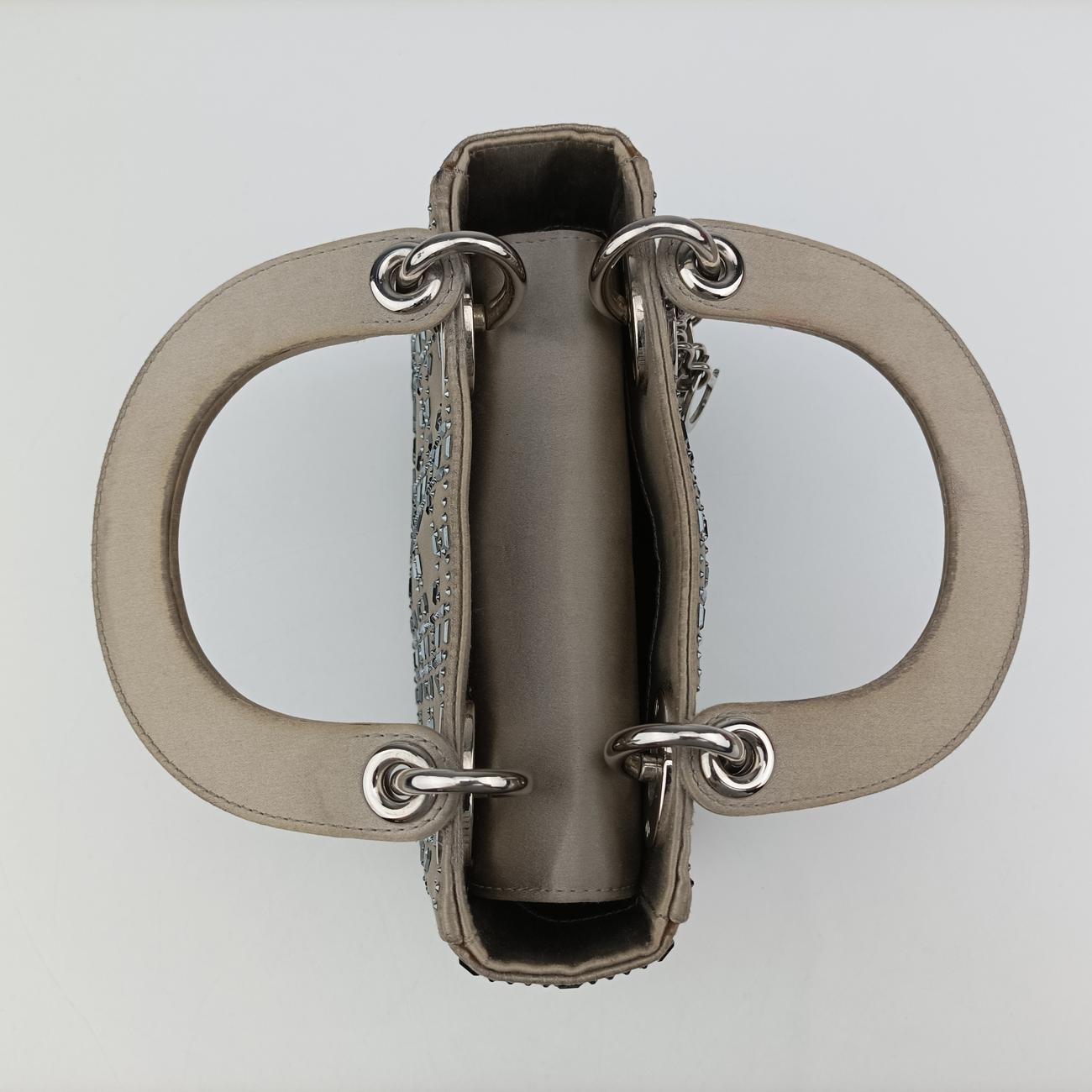 Satin Crystal Cannage Mini Lady Dior Grey satin 02-MA-1118サテンクリスタル カナージュ ミニ レディ ディオール グレー サテン 02-MA-1118