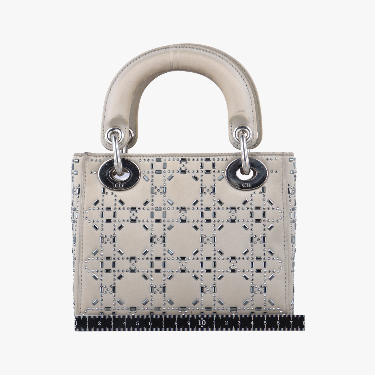 Satin Crystal Cannage Mini Lady Dior Grey satin 02-MA-1118サテンクリスタル カナージュ ミニ レディ ディオール グレー サテン 02-MA-1118