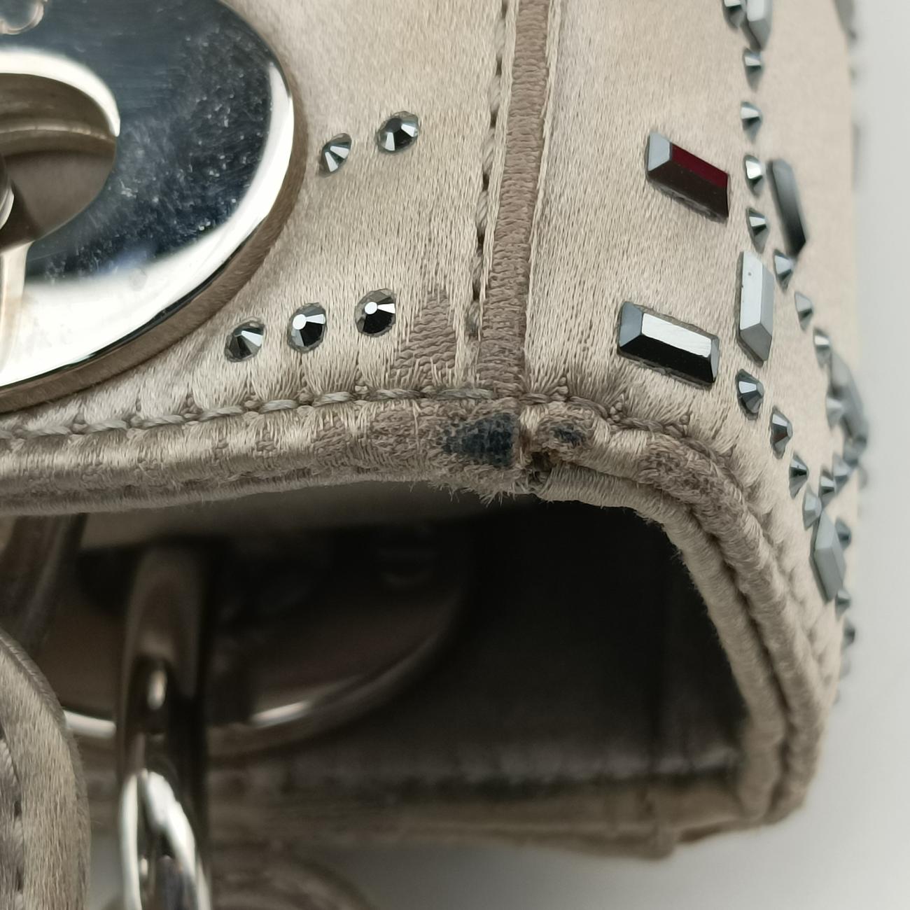 Satin Crystal Cannage Mini Lady Dior Grey satin 02-MA-1118サテンクリスタル カナージュ ミニ レディ ディオール グレー サテン 02-MA-1118