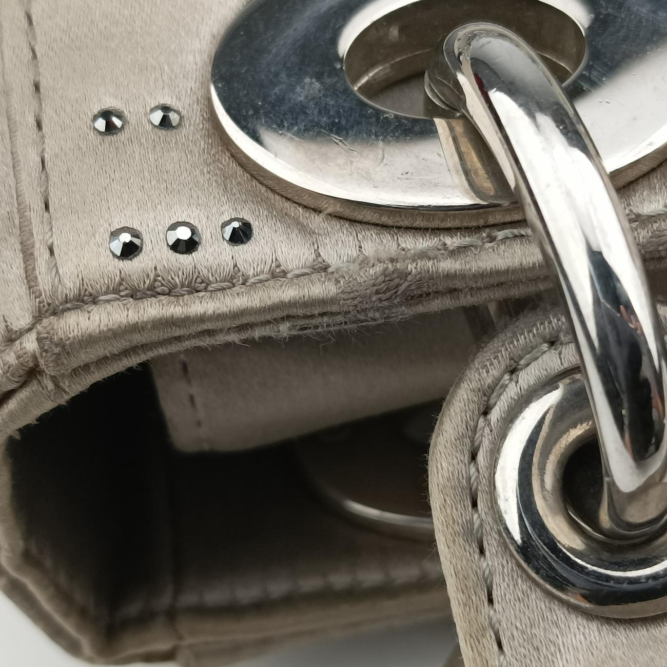 Satin Crystal Cannage Mini Lady Dior Grey satin 02-MA-1118サテンクリスタル カナージュ ミニ レディ ディオール グレー サテン 02-MA-1118