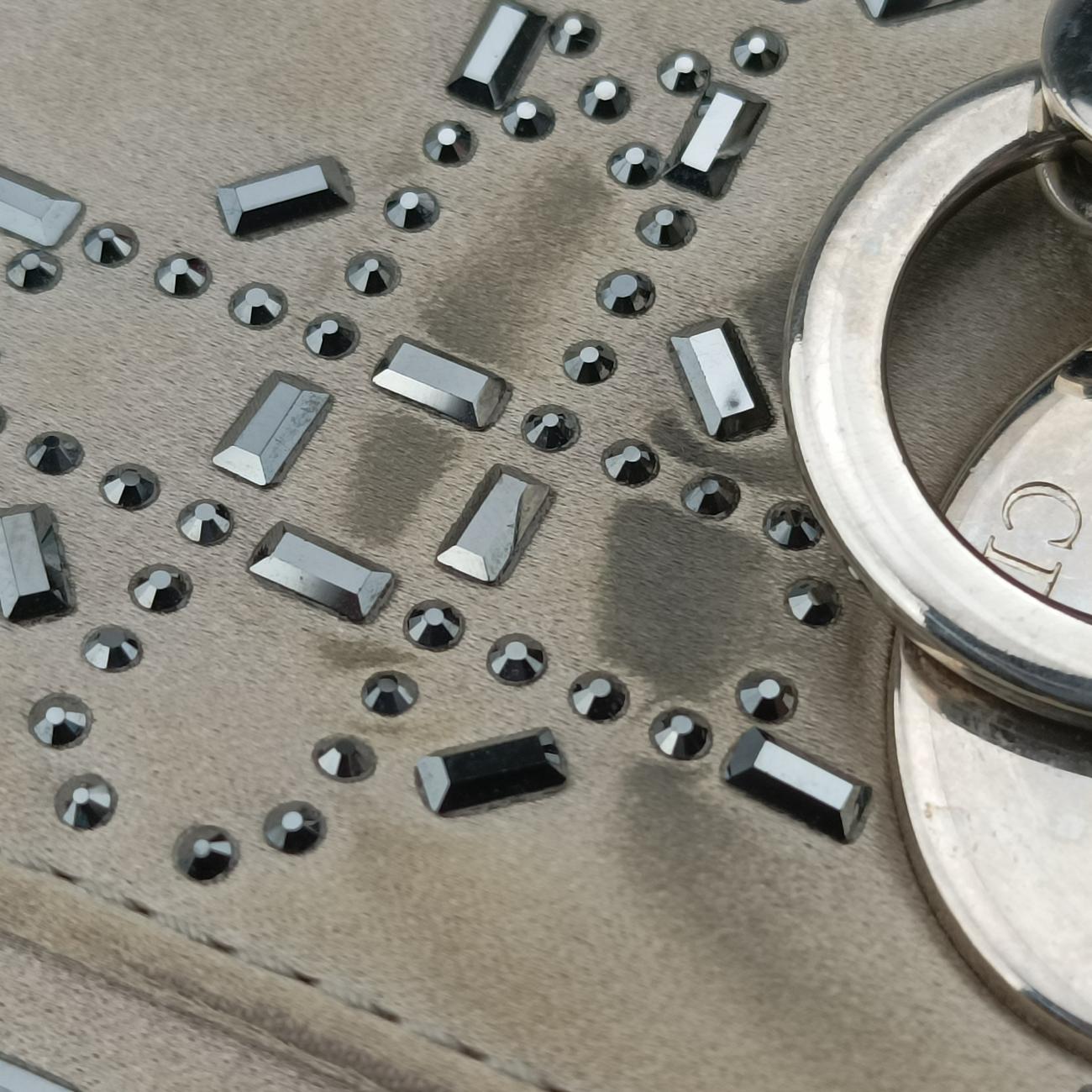 Satin Crystal Cannage Mini Lady Dior Grey satin 02-MA-1118サテンクリスタル カナージュ ミニ レディ ディオール グレー サテン 02-MA-1118