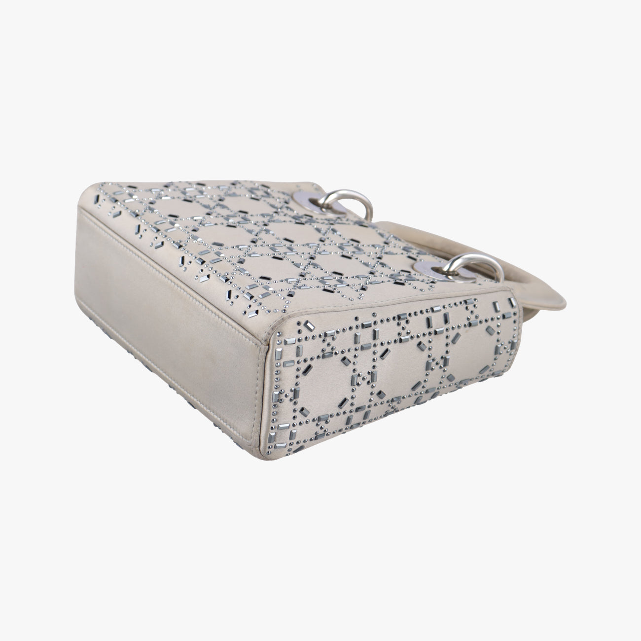 Satin Crystal Cannage Mini Lady Dior Grey satin 02-MA-1118サテンクリスタル カナージュ ミニ レディ ディオール グレー サテン 02-MA-1118