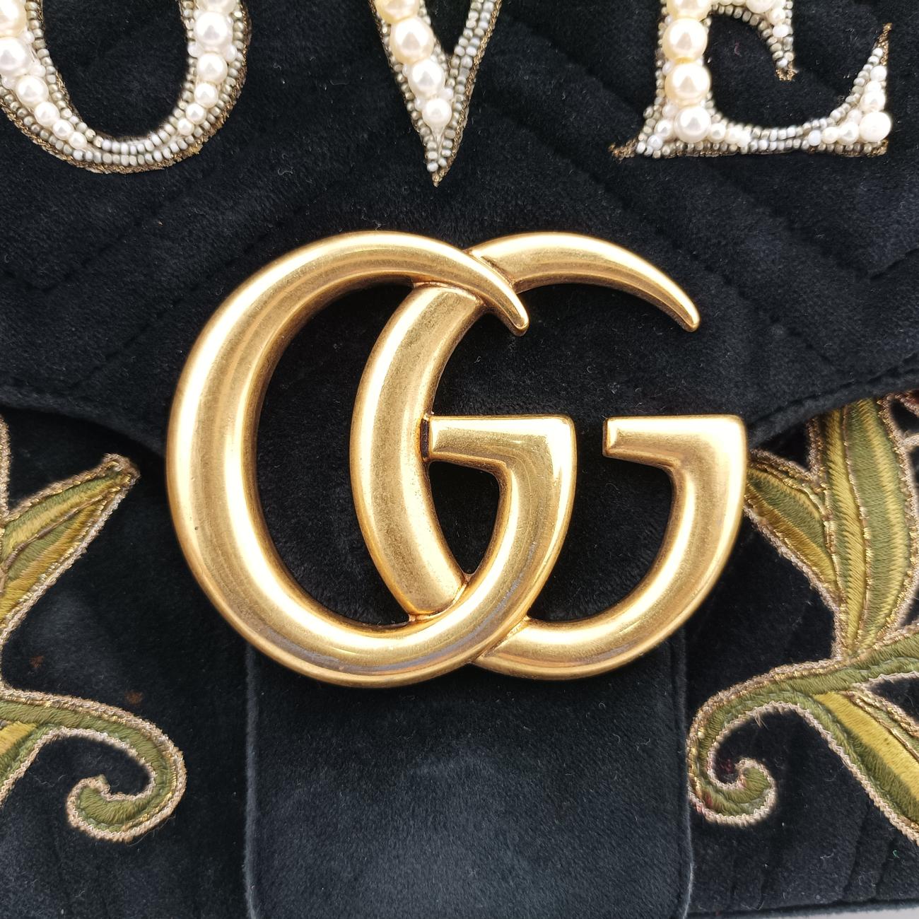 GG Marmont Black×multicolor velour 443496 E022580653GGマーモント ブラック×マルチカラー ベルベット 443496 E022580653