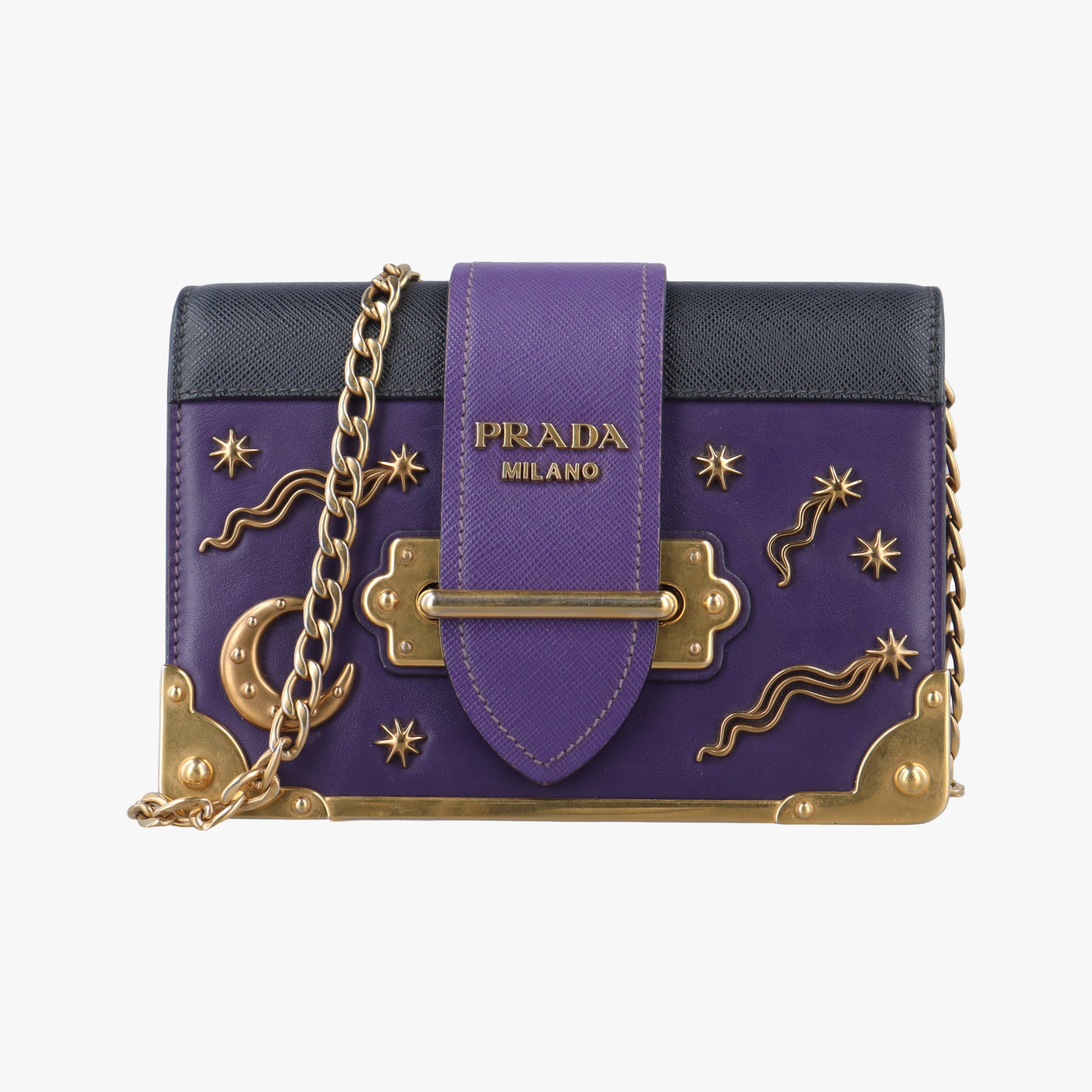 Cahier Purple×Black Leather×SAFFIANO 1BD045 25カイエ パープル×ブラック レザー×サフィアーノ 1BD045 25