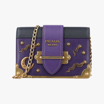 Cahier Purple×Black Leather×SAFFIANO 1BD045 25カイエ パープル×ブラック レザー×サフィアーノ 1BD045 25