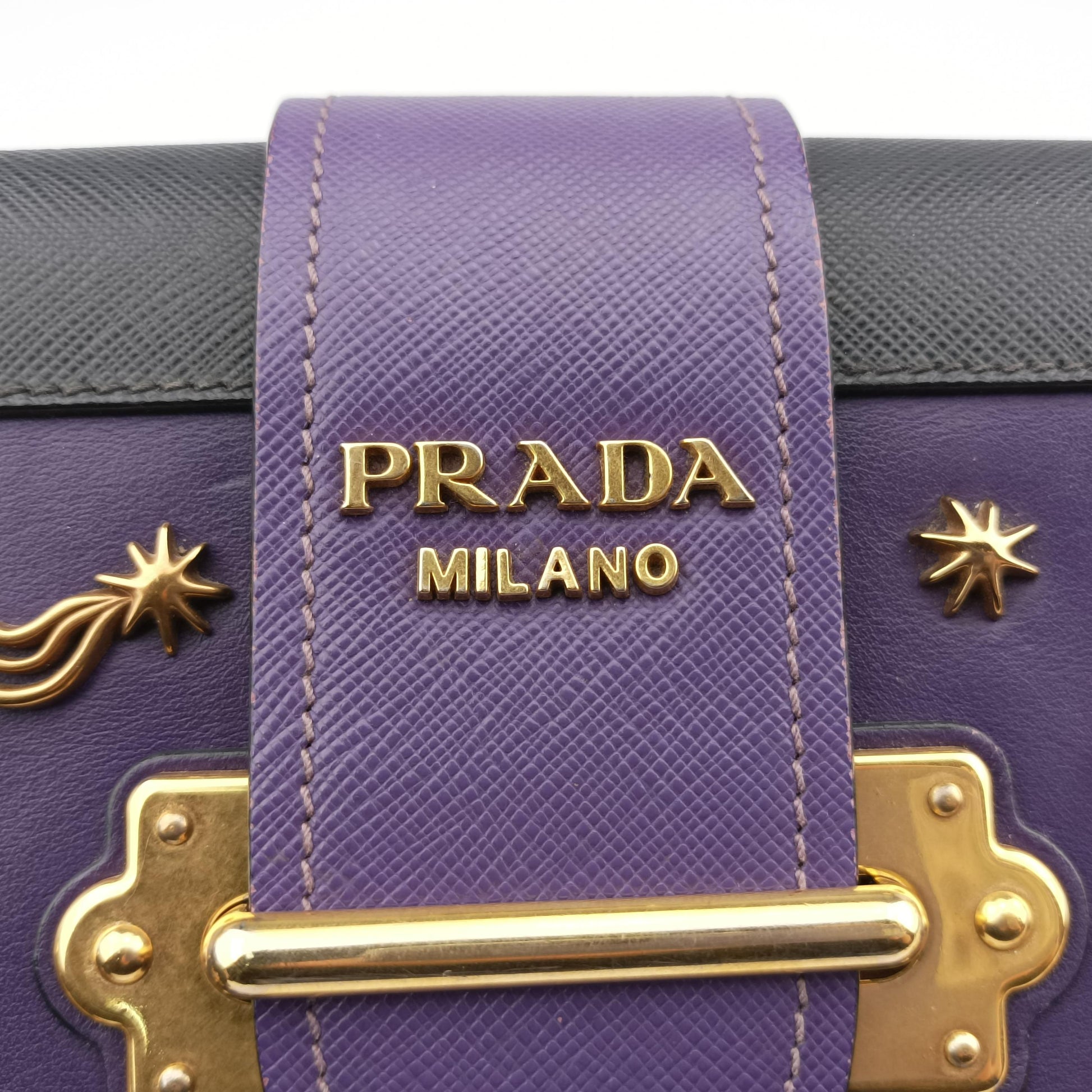 Cahier Purple×Black Leather×SAFFIANO 1BD045 25カイエ パープル×ブラック レザー×サフィアーノ 1BD045 25