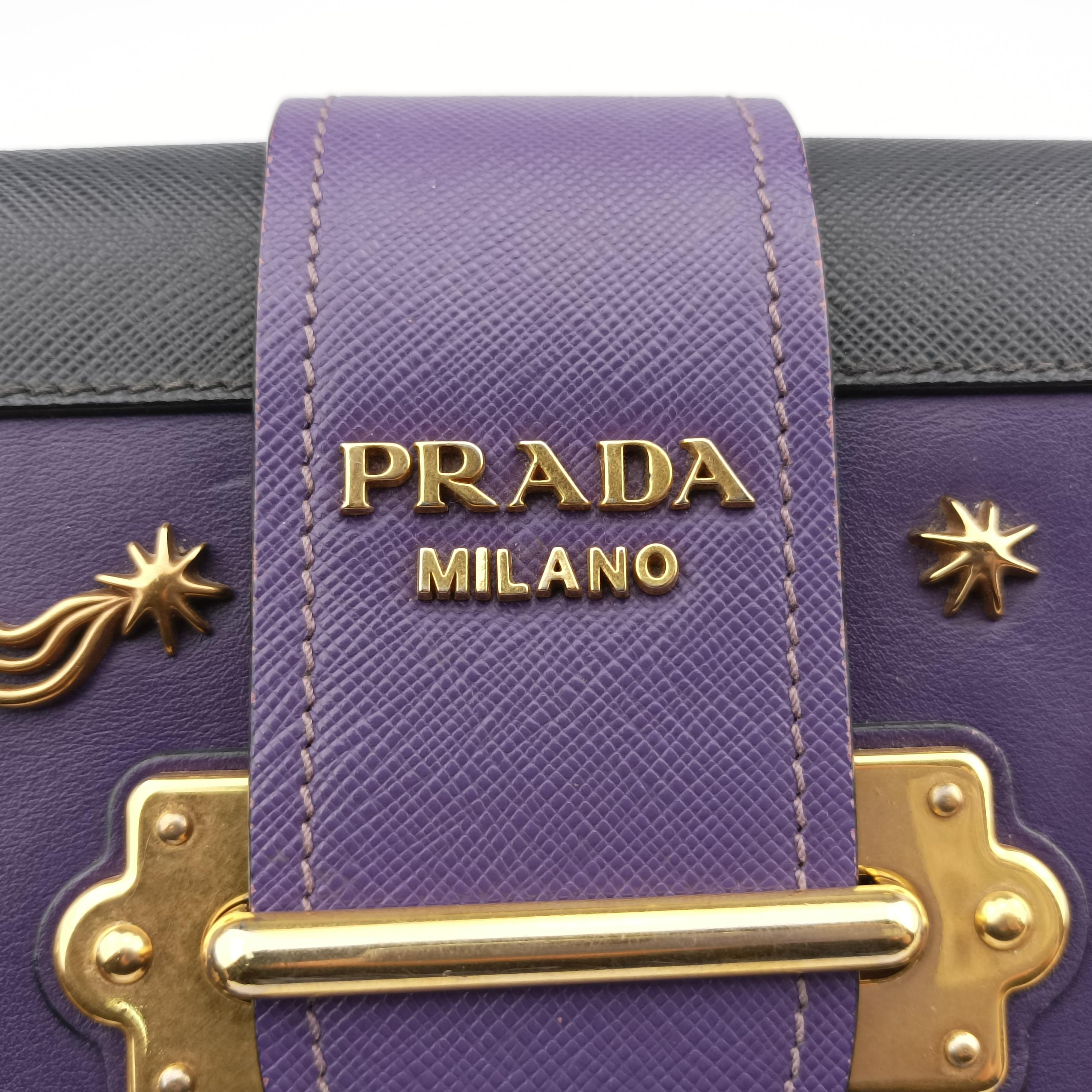 Cahier Purple×Black Leather×SAFFIANO 1BD045 25カイエ パープル×ブラック レザー×サフィアーノ 1BD045 25