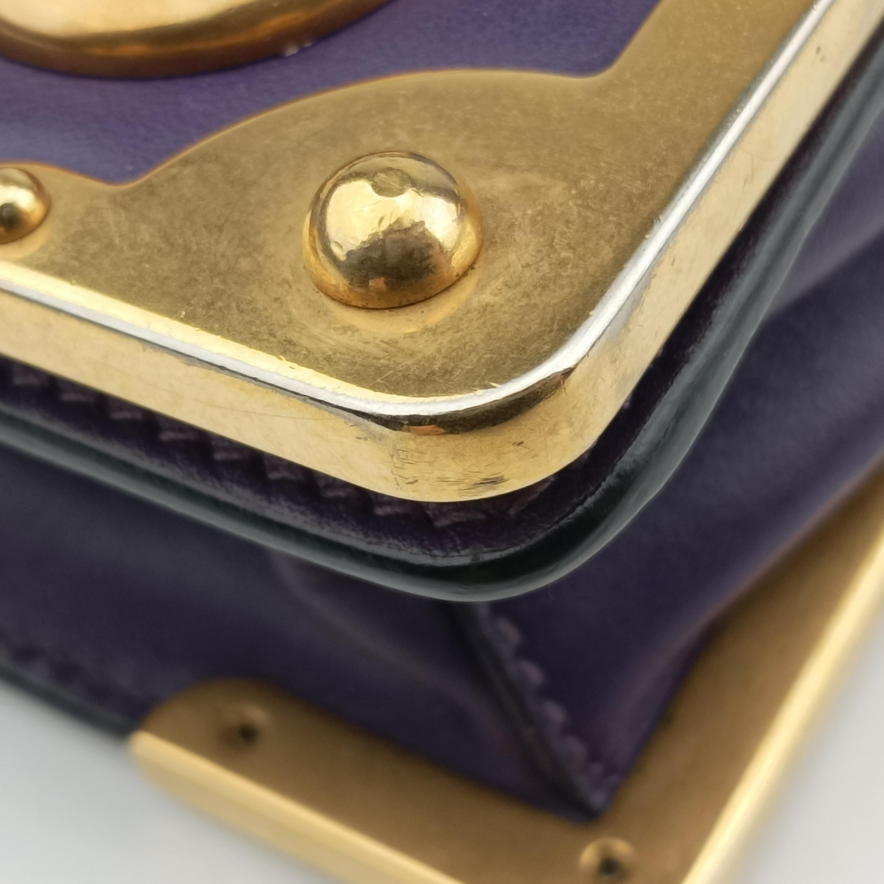 Cahier Purple×Black Leather×SAFFIANO 1BD045 25カイエ パープル×ブラック レザー×サフィアーノ 1BD045 25