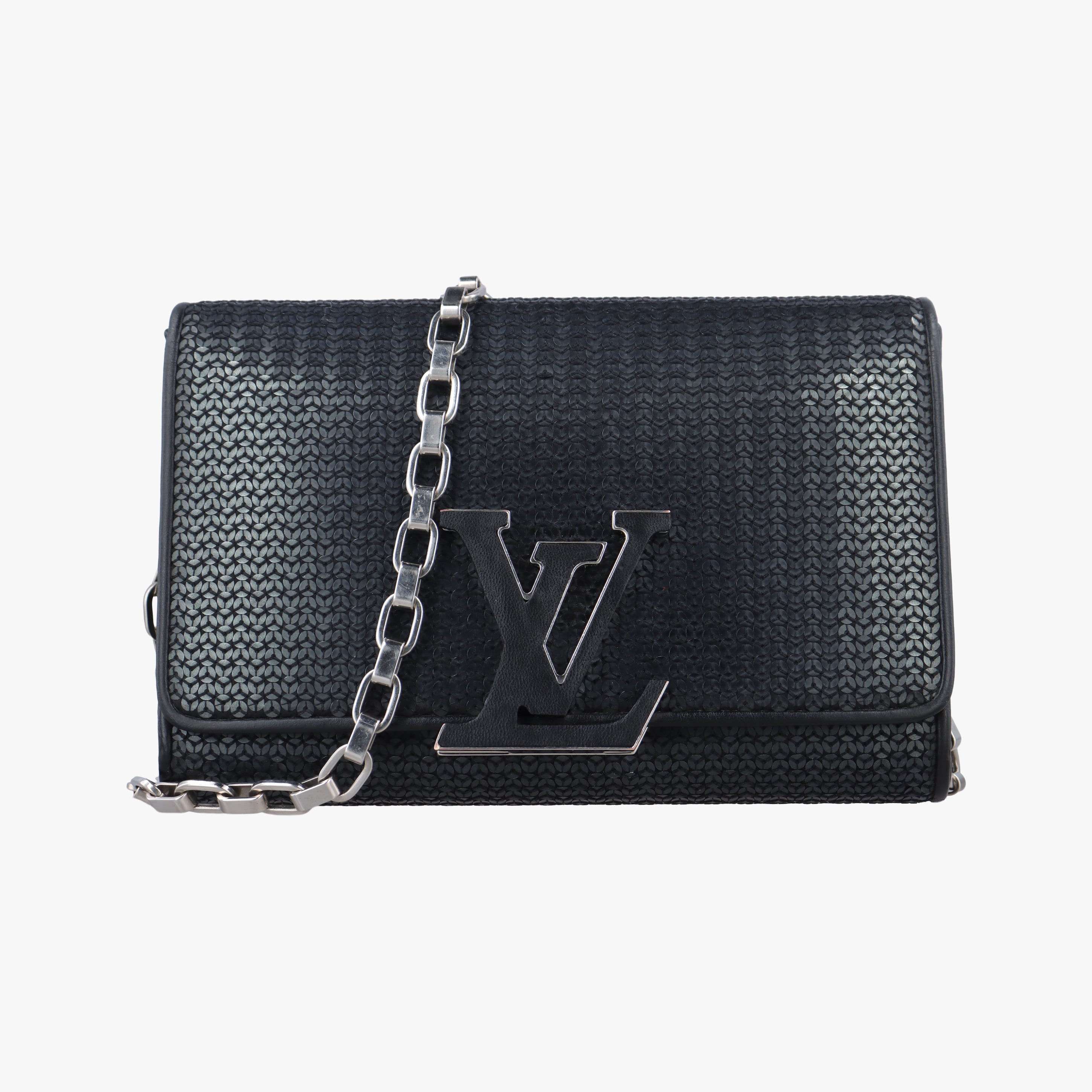 LV logo flap Noir sequins PL2186LVロゴフラップ ノワール スパンコール PL2186