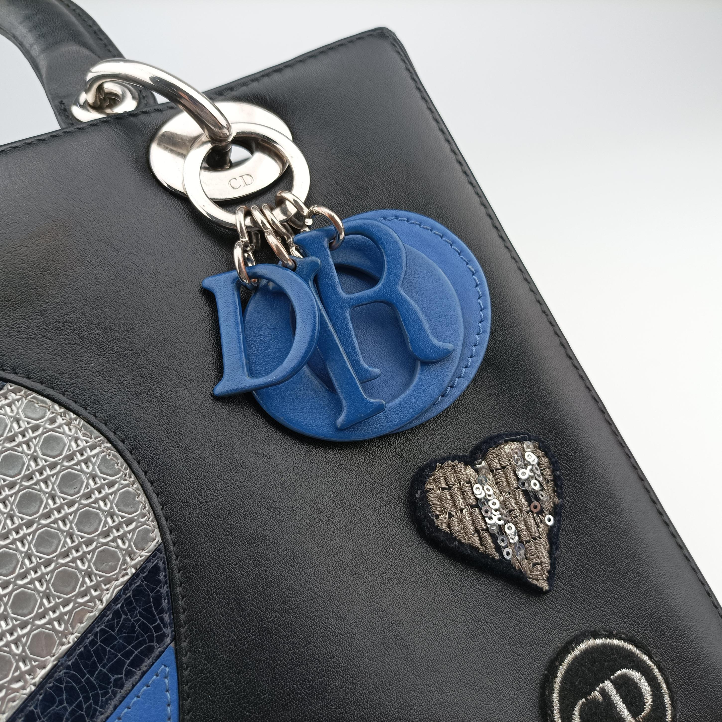 Lady Dior Black×multicolor leather 12-BO-0175レディディオール ブラック×マルチカラー レザー 12-BO-0175