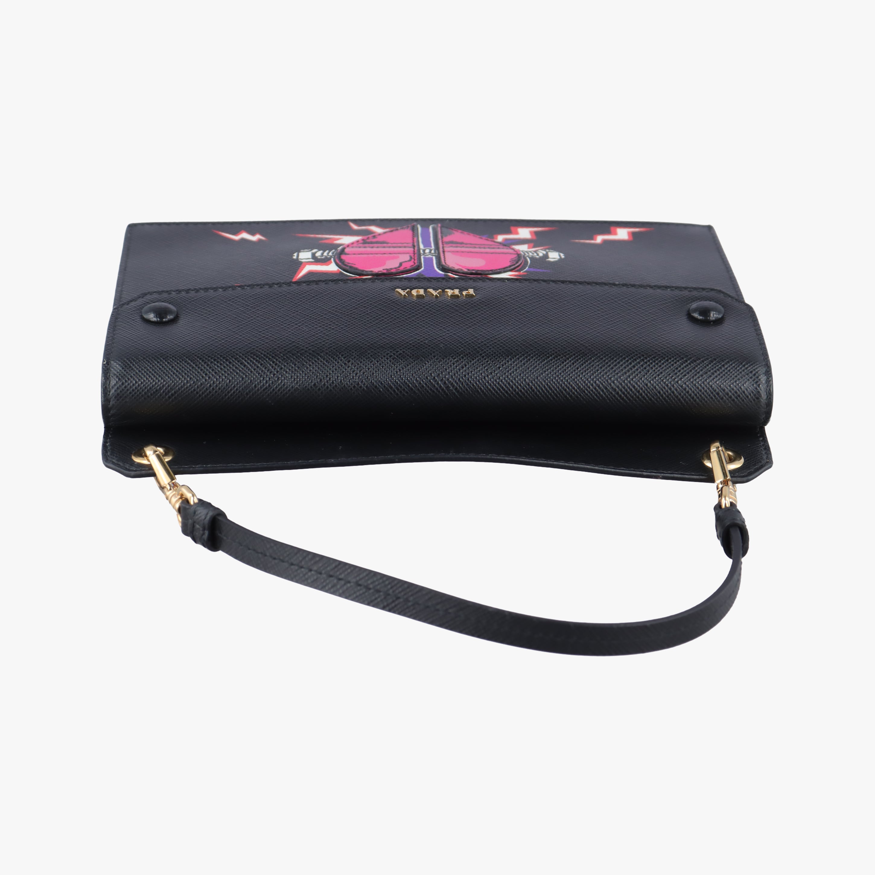 Heart pattern Black×multicolor Saffiano leather 62ハート パターン ブラック×マルチカラー サフィアーノレザー 62