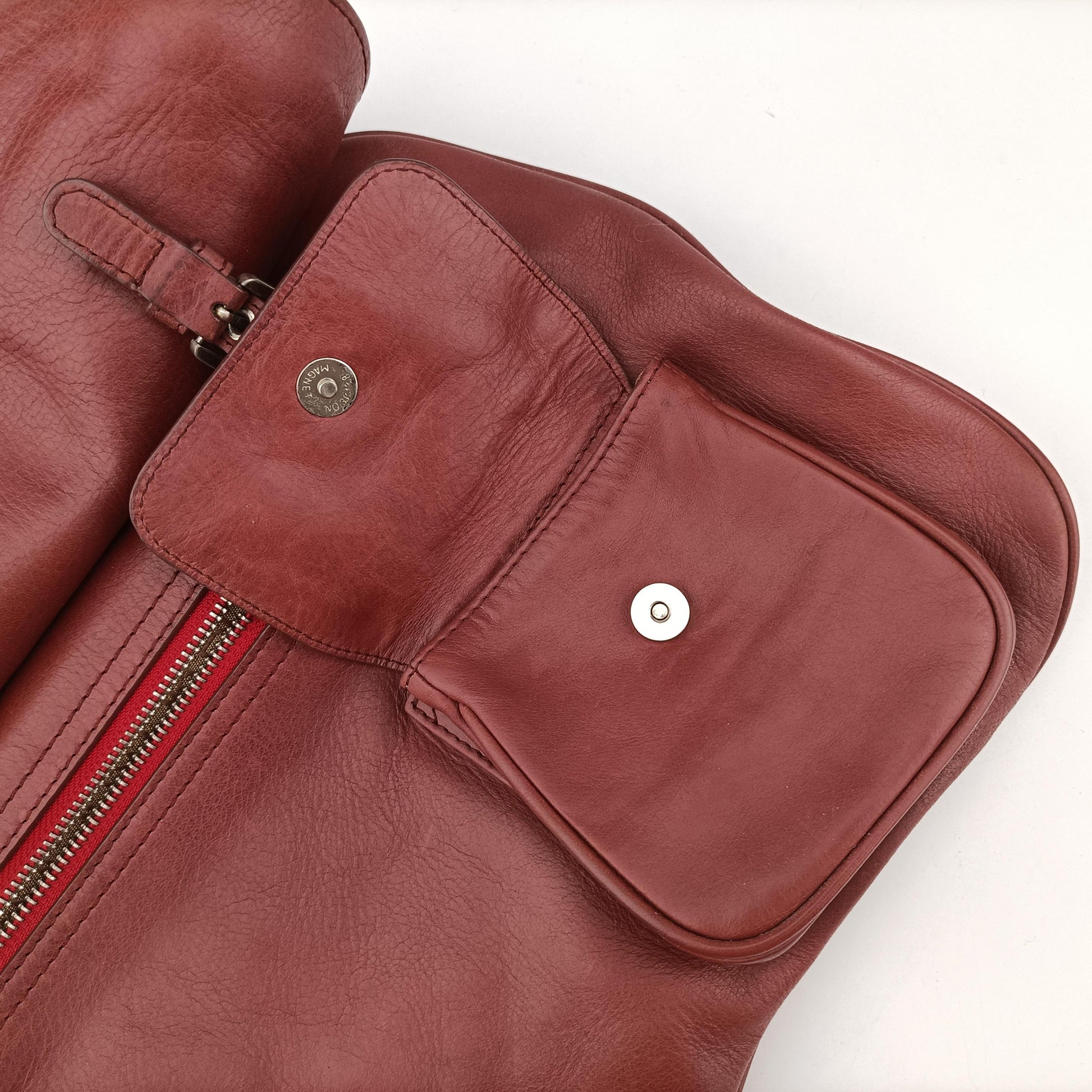 Gaucho burgundy x Orange Leather 02-MA-0016ガウチョ ワインレッド×オレンジ レザー 02-MA-0016