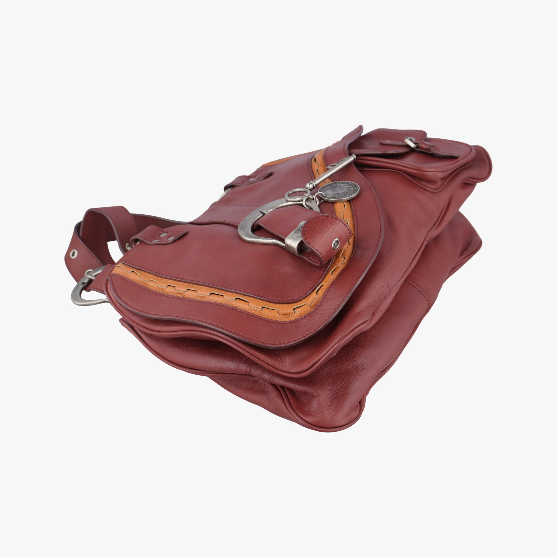 Gaucho burgundy x Orange Leather 02-MA-0016ガウチョ ワインレッド×オレンジ レザー 02-MA-0016
