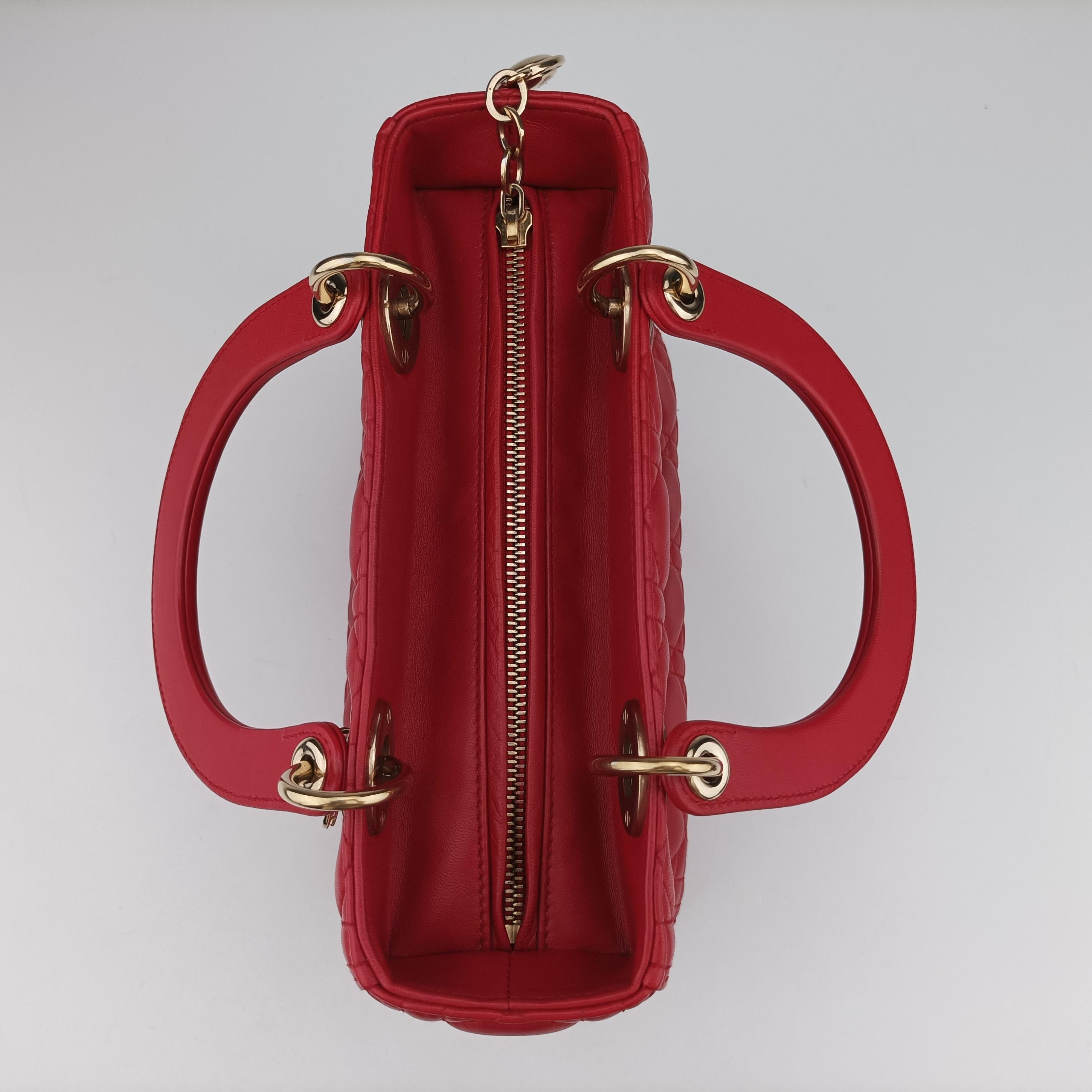 Lady Dior Red lambskin 19-BO-1104レディディオール レッド ラムスキン 19-BO-1104