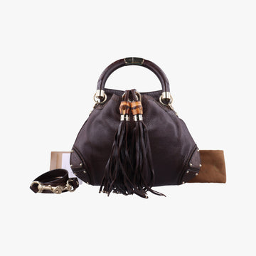 Bamboo Babouska Indy Hobo Brown Leather 185566 H3306015バンブー バブースカ インディ ホーボー ブラウン レザー 185566 H3306015