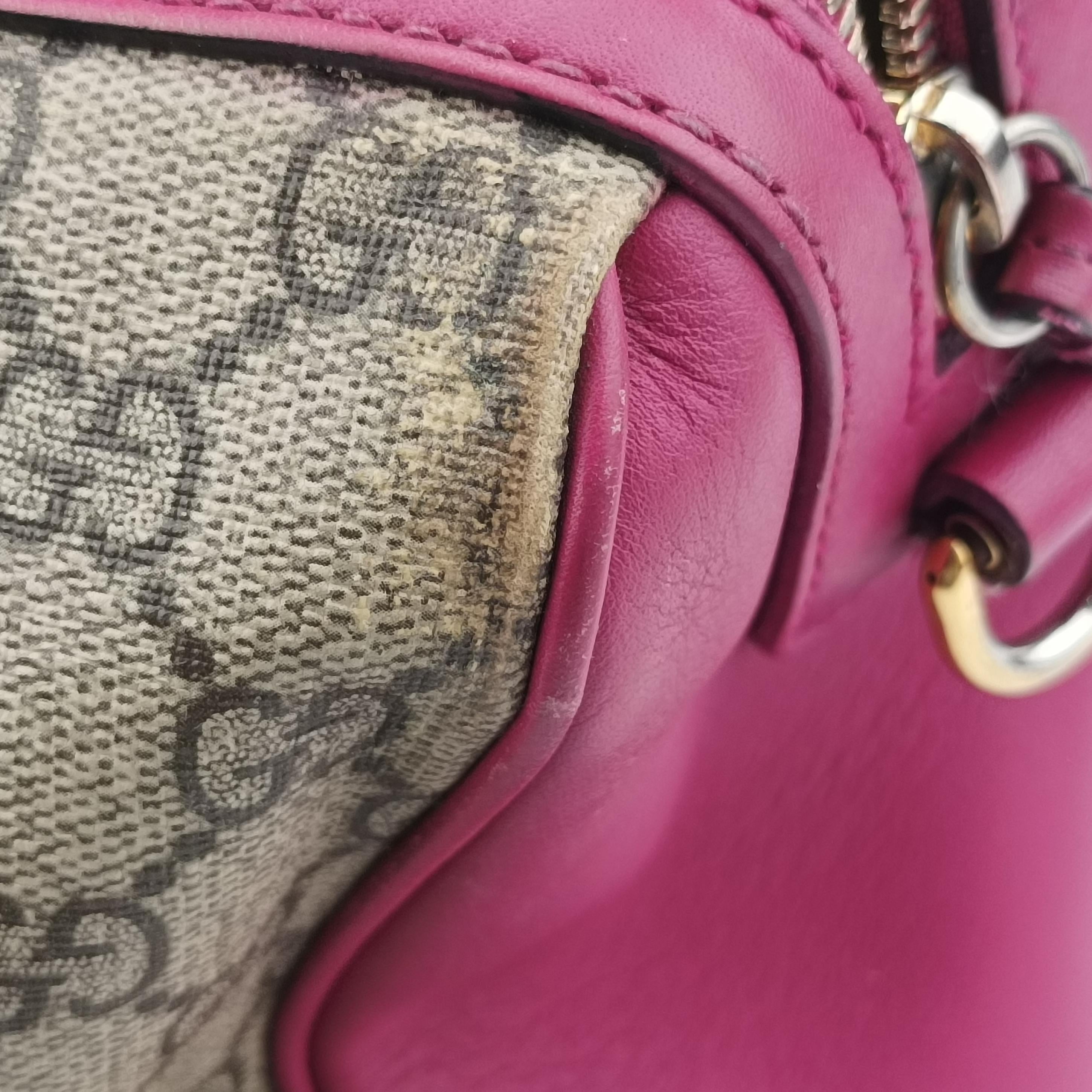 GG SUPREME beige×red×pink PVC coated canvas x leather 409529 I019476972GGスプリーム ベージュ×レッド×ピンク PVCコーティングキャンバス×レザー 409529 I019476972