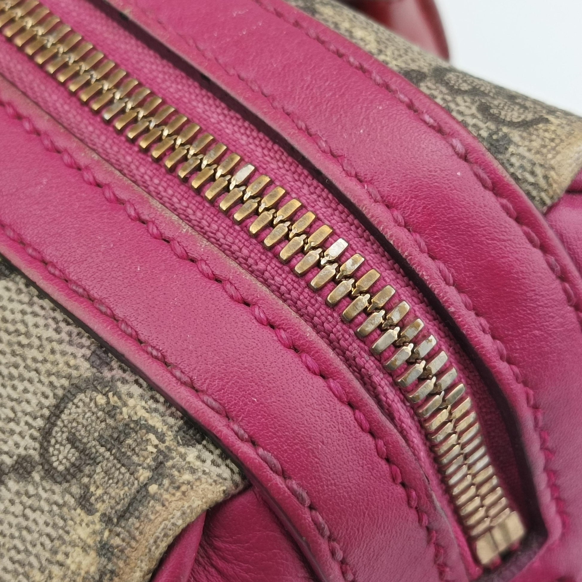 GG SUPREME beige×red×pink PVC coated canvas x leather 409529 I019476972GGスプリーム ベージュ×レッド×ピンク PVCコーティングキャンバス×レザー 409529 I019476972