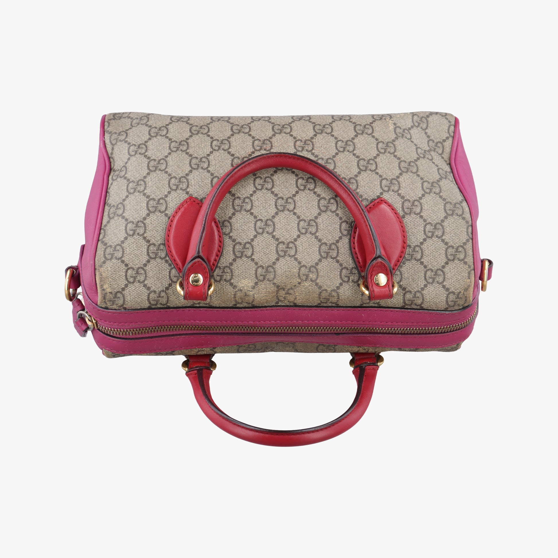 GG SUPREME beige×red×pink PVC coated canvas x leather 409529 I019476972GGスプリーム ベージュ×レッド×ピンク PVCコーティングキャンバス×レザー 409529 I019476972