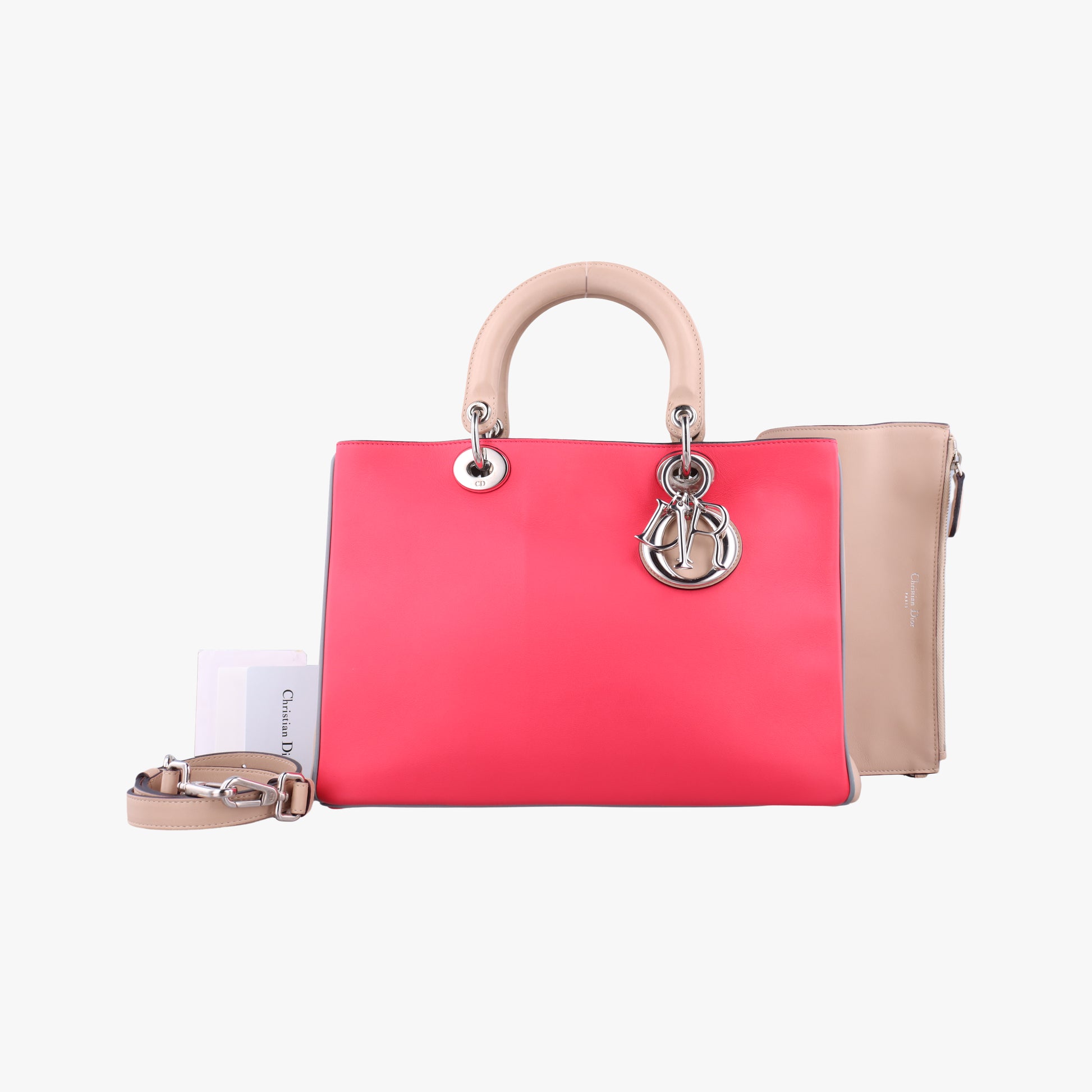 Diorissimo pink x beige Leather 09-MA-0134ディオリッシモ ピンク×ベージュ レザー 09-MA-0134