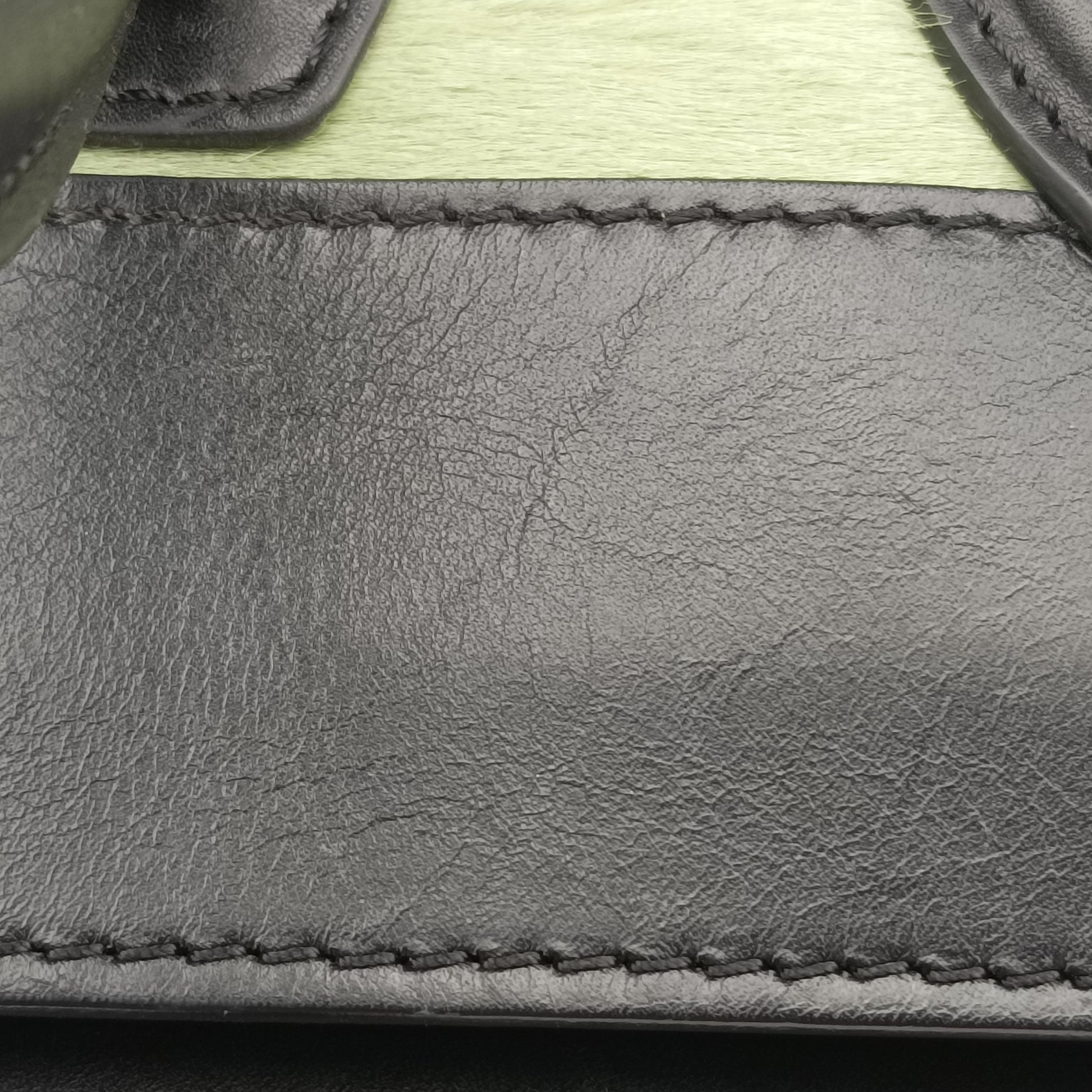 Luggage Mini Shopper Black x Green Leather×ponyhair S-GA-0183ラゲージミニショッパー ブラック×グリーン レザー×ハラコ S-GA-0183