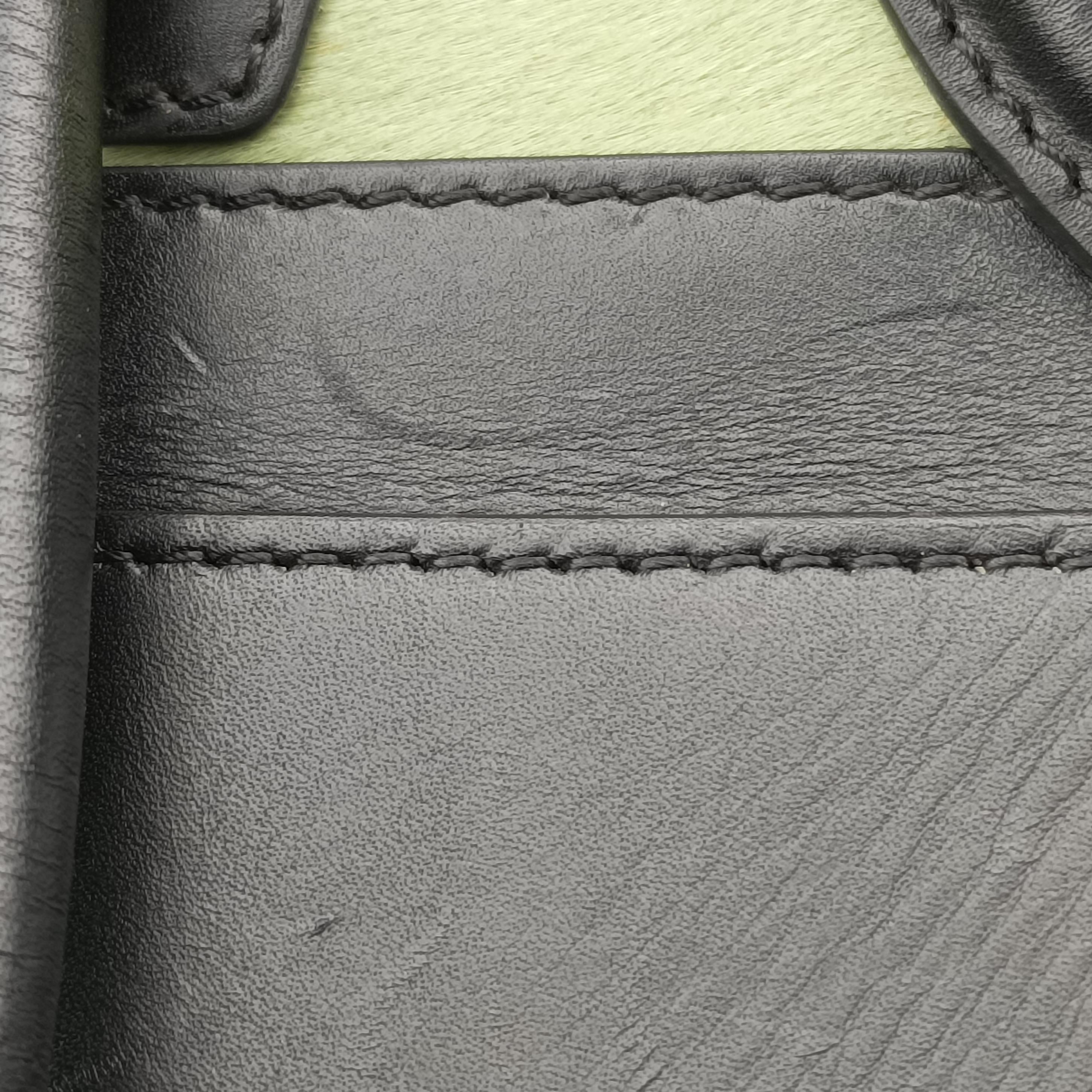 Luggage Mini Shopper Black x Green Leather×ponyhair S-GA-0183ラゲージミニショッパー ブラック×グリーン レザー×ハラコ S-GA-0183