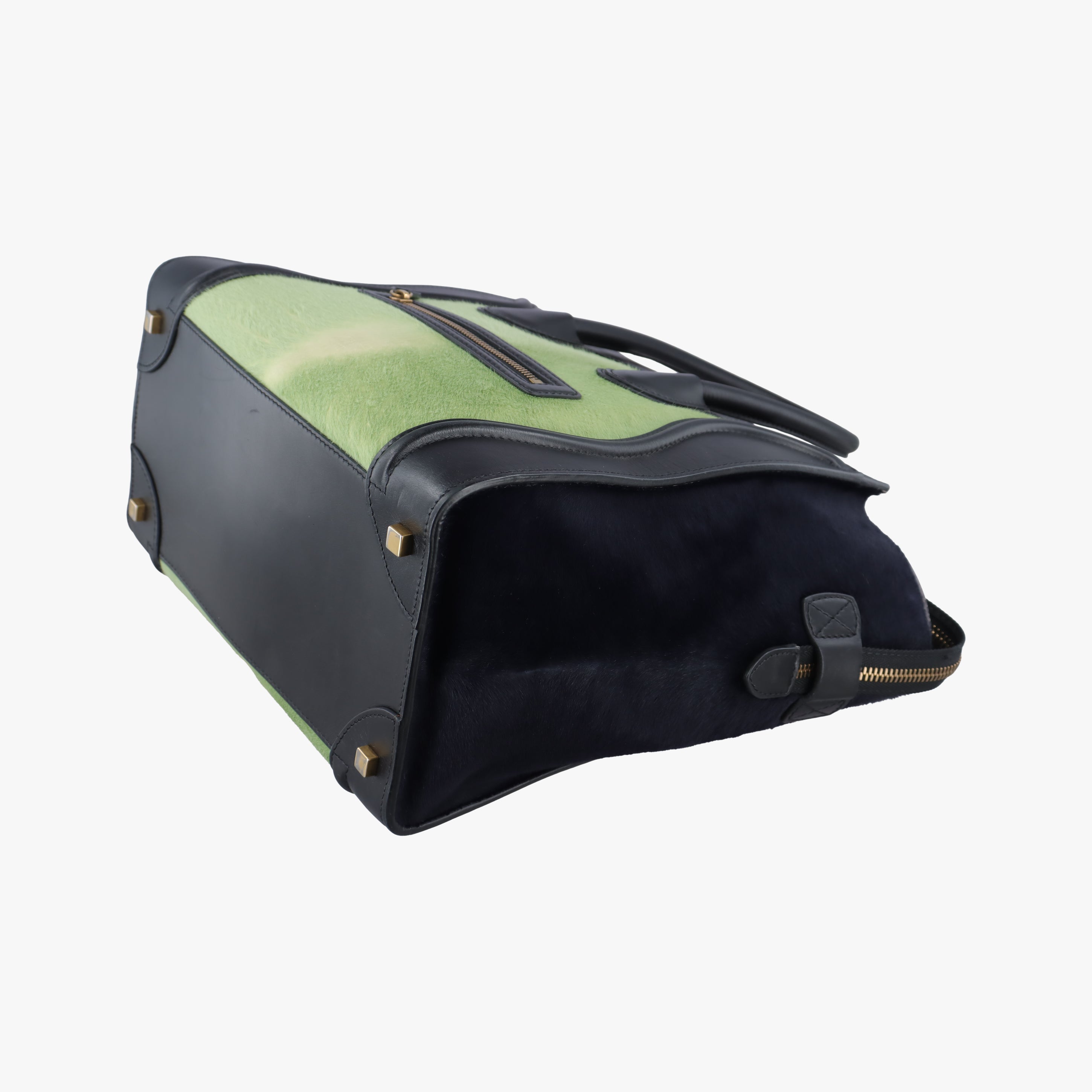 Luggage Mini Shopper Black x Green Leather×ponyhair S-GA-0183ラゲージミニショッパー ブラック×グリーン レザー×ハラコ S-GA-0183