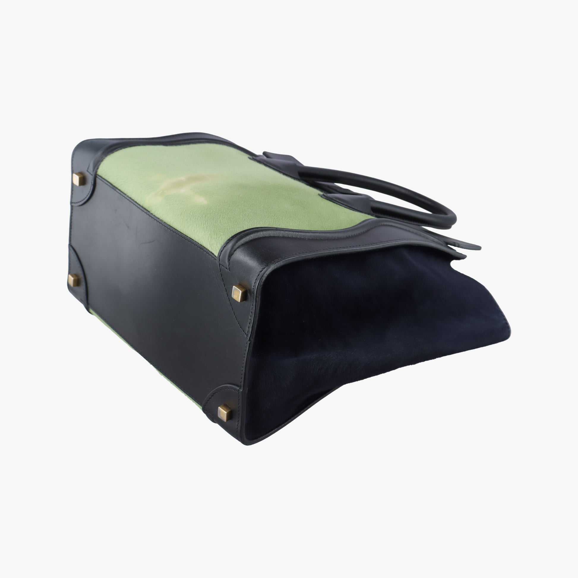 Luggage Mini Shopper Black x Green Leather×ponyhair S-GA-0183ラゲージミニショッパー ブラック×グリーン レザー×ハラコ S-GA-0183